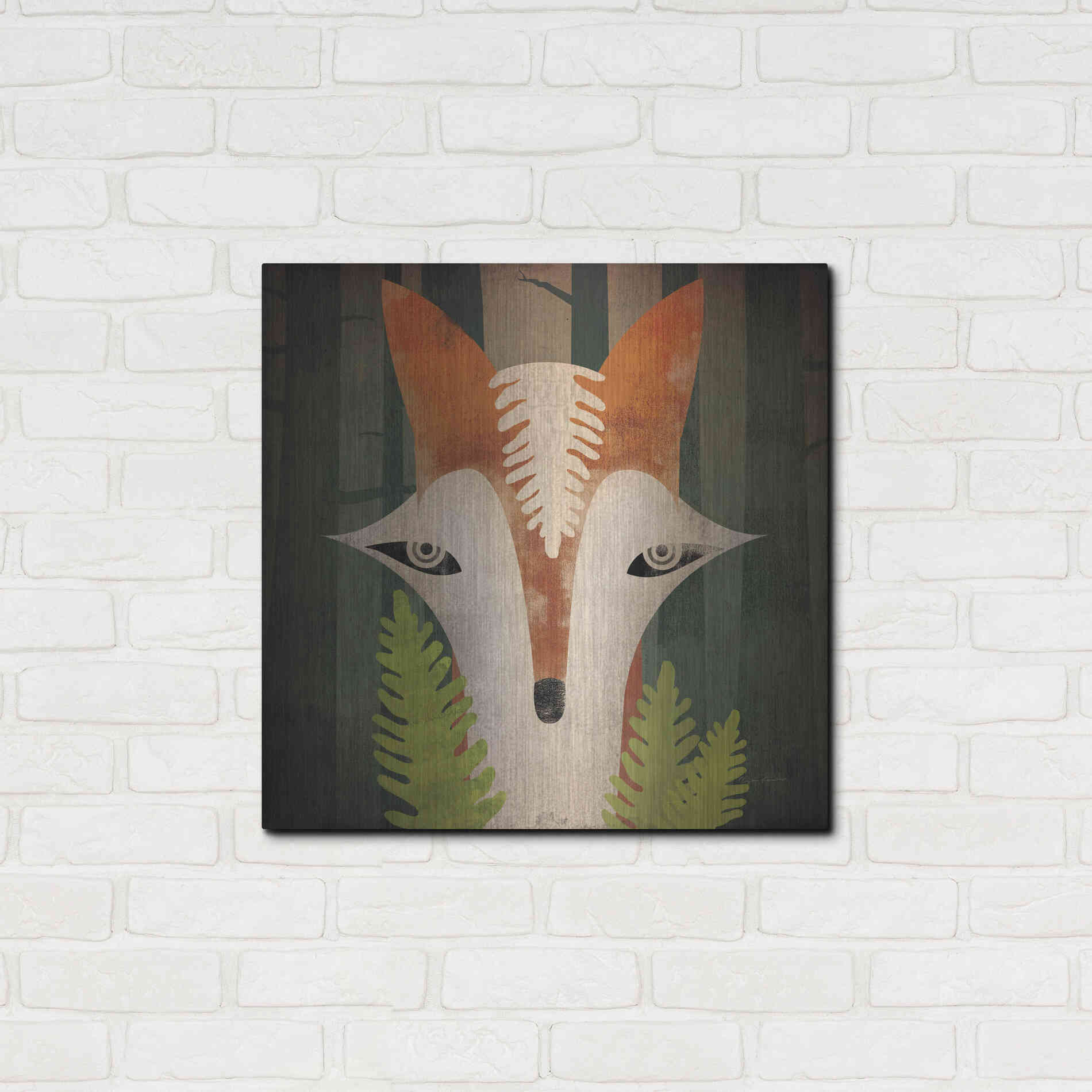 Luxe Metal Art 'Fern Fox' by Ryan Fowler, Metal Wall Art,24x24