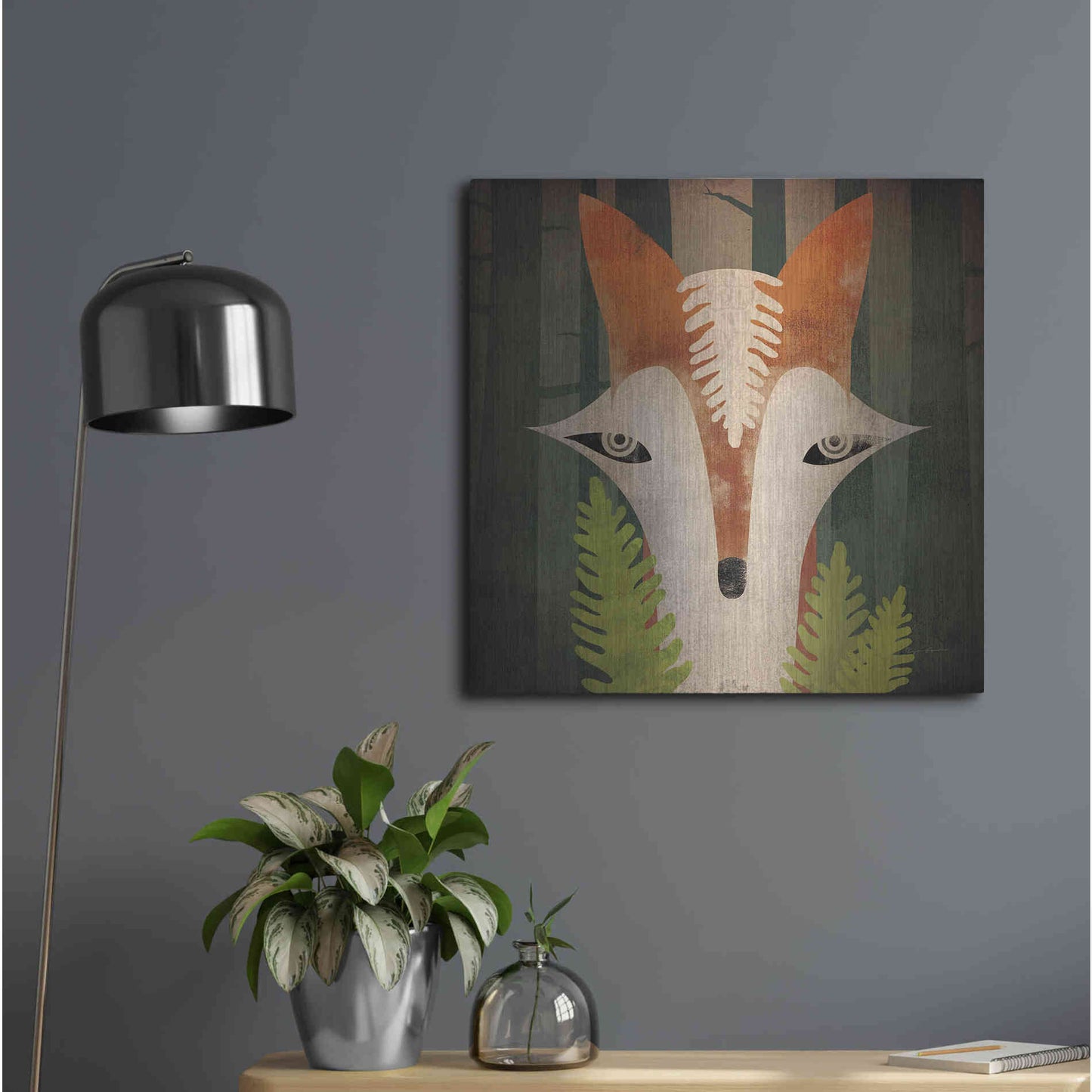Luxe Metal Art 'Fern Fox' by Ryan Fowler, Metal Wall Art,24x24