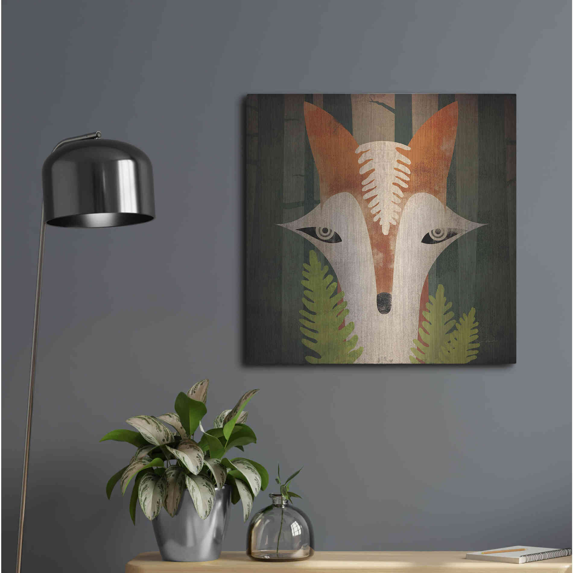 Luxe Metal Art 'Fern Fox' by Ryan Fowler, Metal Wall Art,24x24