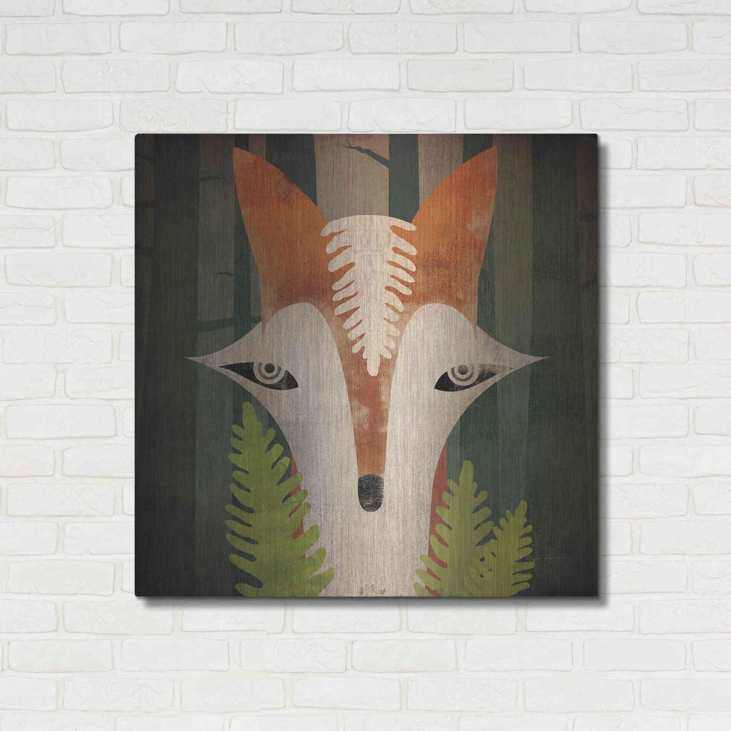 Luxe Metal Art 'Fern Fox' by Ryan Fowler, Metal Wall Art,36x36