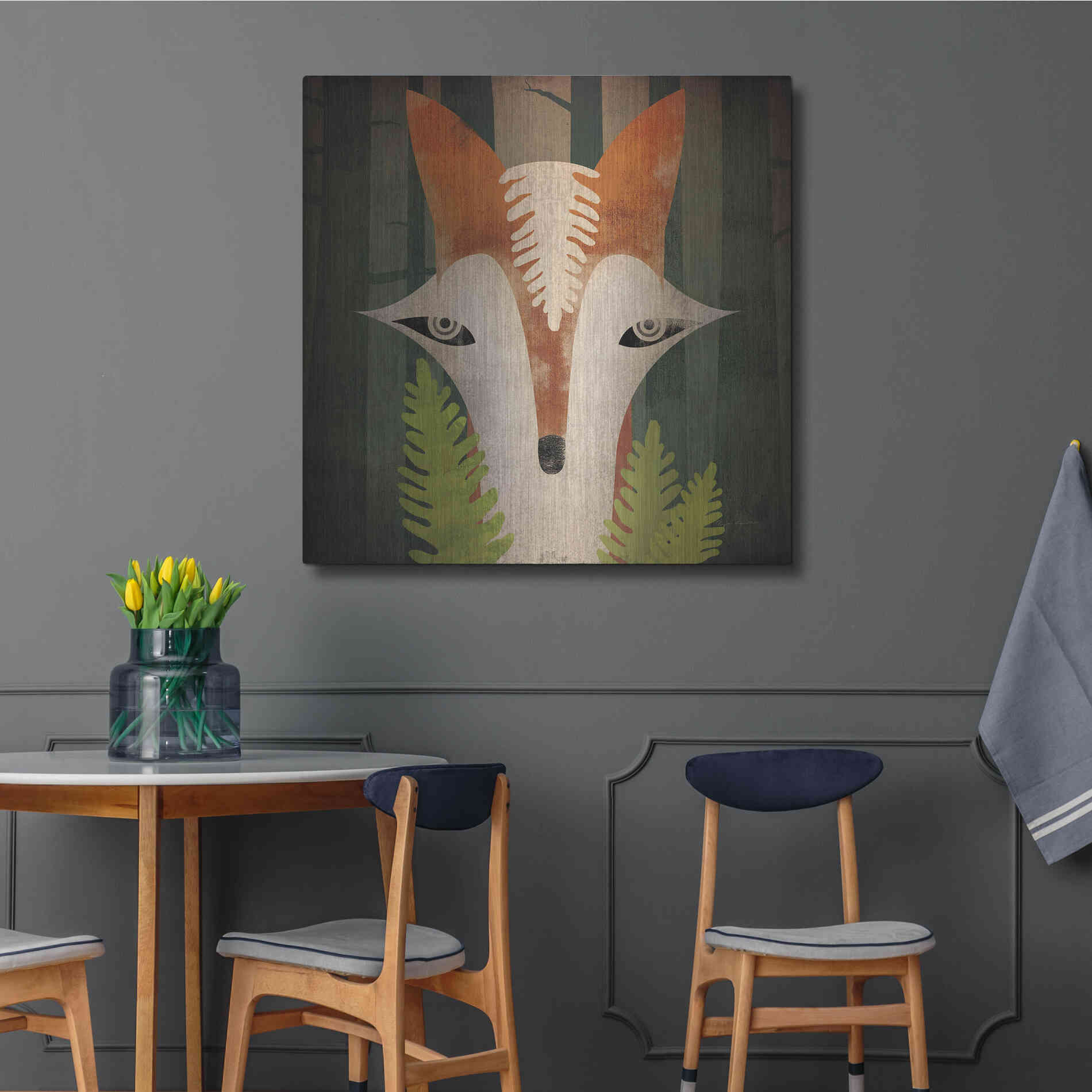 Luxe Metal Art 'Fern Fox' by Ryan Fowler, Metal Wall Art,36x36