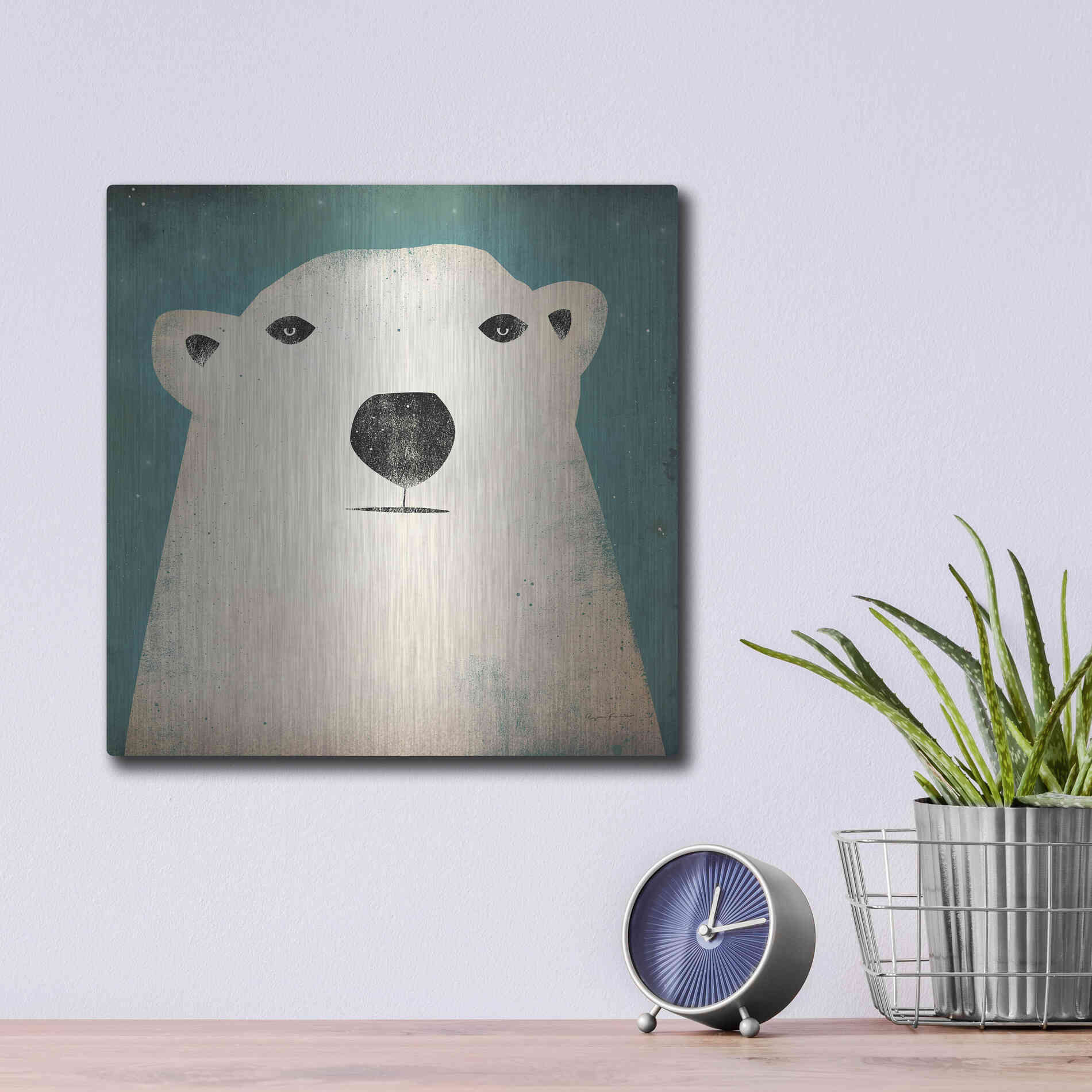 Luxe Metal Art 'Polar Bear' by Ryan Fowler, Metal Wall Art,12x12