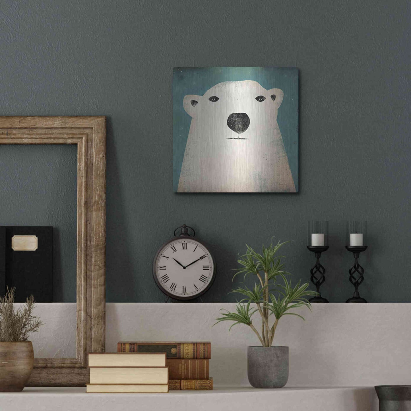 Luxe Metal Art 'Polar Bear' by Ryan Fowler, Metal Wall Art,12x12