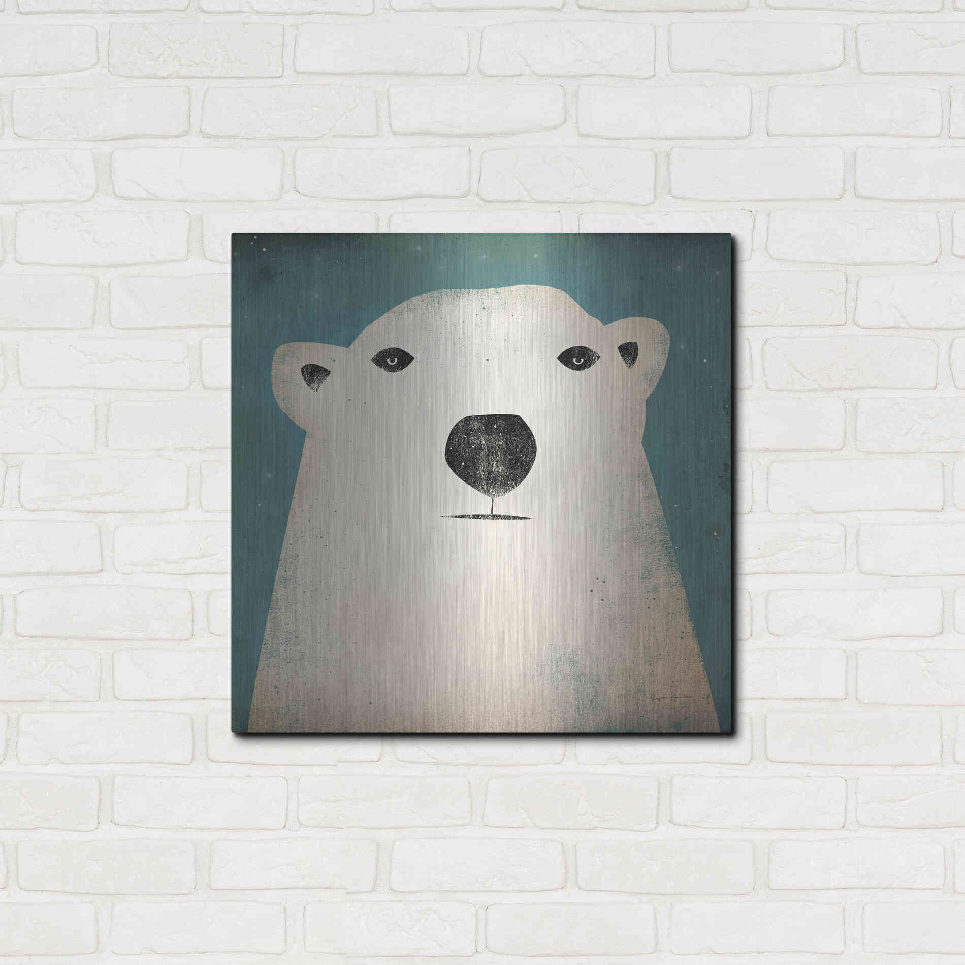 Luxe Metal Art 'Polar Bear' by Ryan Fowler, Metal Wall Art,24x24