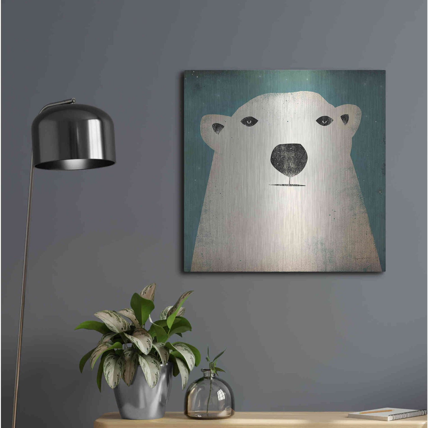 Luxe Metal Art 'Polar Bear' by Ryan Fowler, Metal Wall Art,24x24