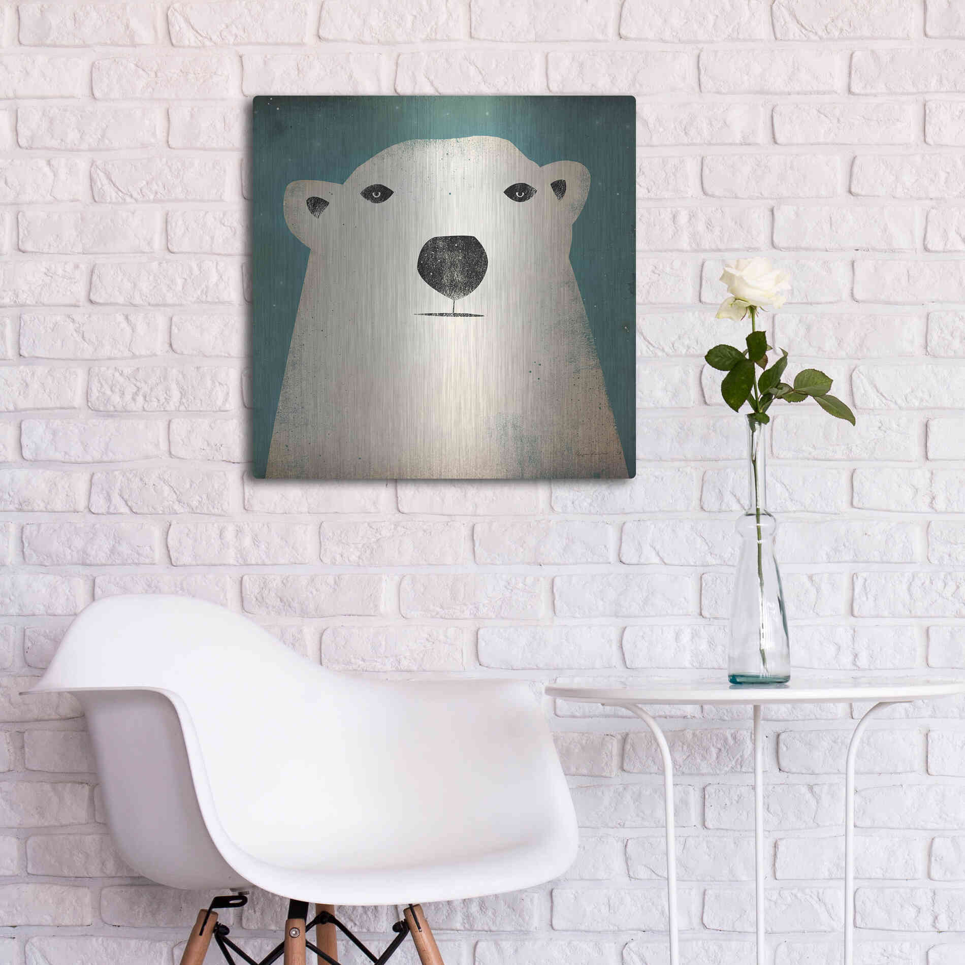 Luxe Metal Art 'Polar Bear' by Ryan Fowler, Metal Wall Art,24x24