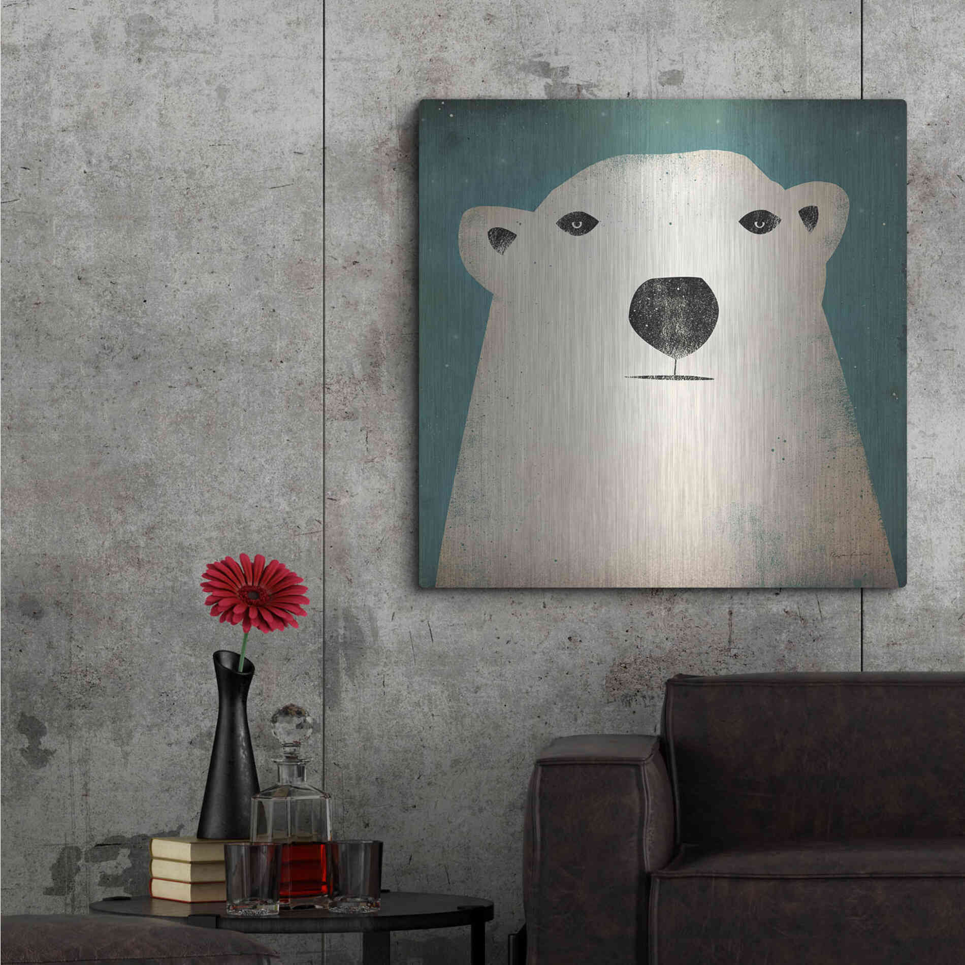 Luxe Metal Art 'Polar Bear' by Ryan Fowler, Metal Wall Art,36x36