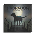 Luxe Metal Art 'Moonrise Black Dog - Labrador Lake 2' by Ryan Fowler, Metal Wall Art