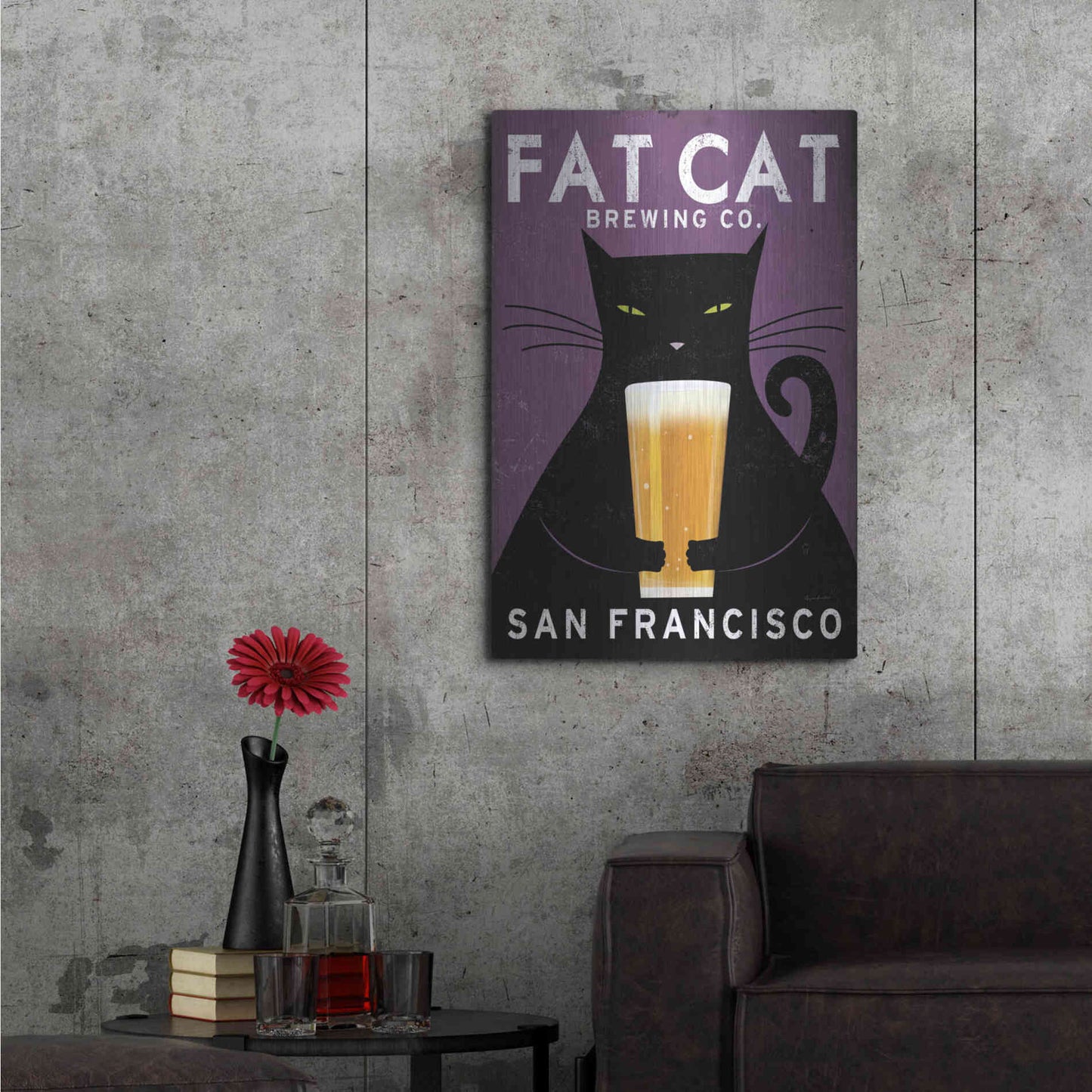 Luxe Metal Art 'Cat Brewing' by Ryan Fowler, Metal Wall Art,24x36