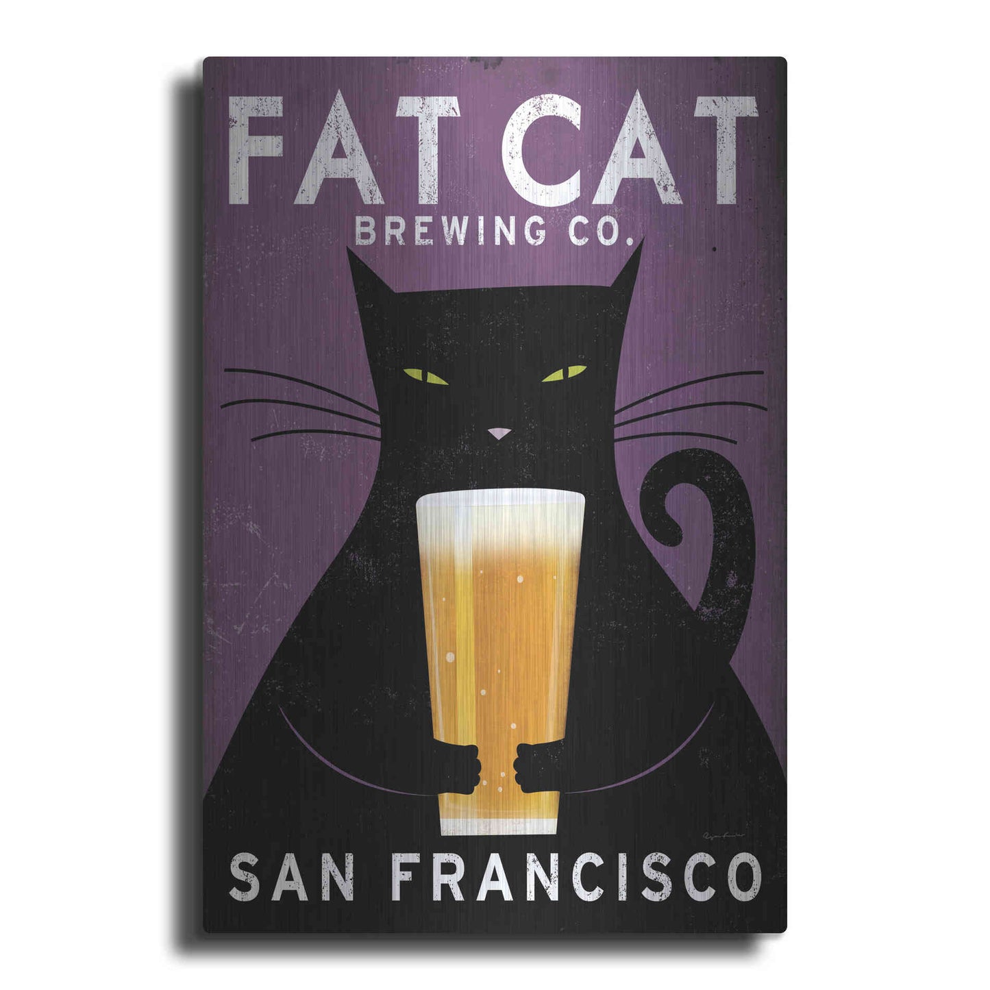 Luxe Metal Art 'Cat Brewing' by Ryan Fowler, Metal Wall Art