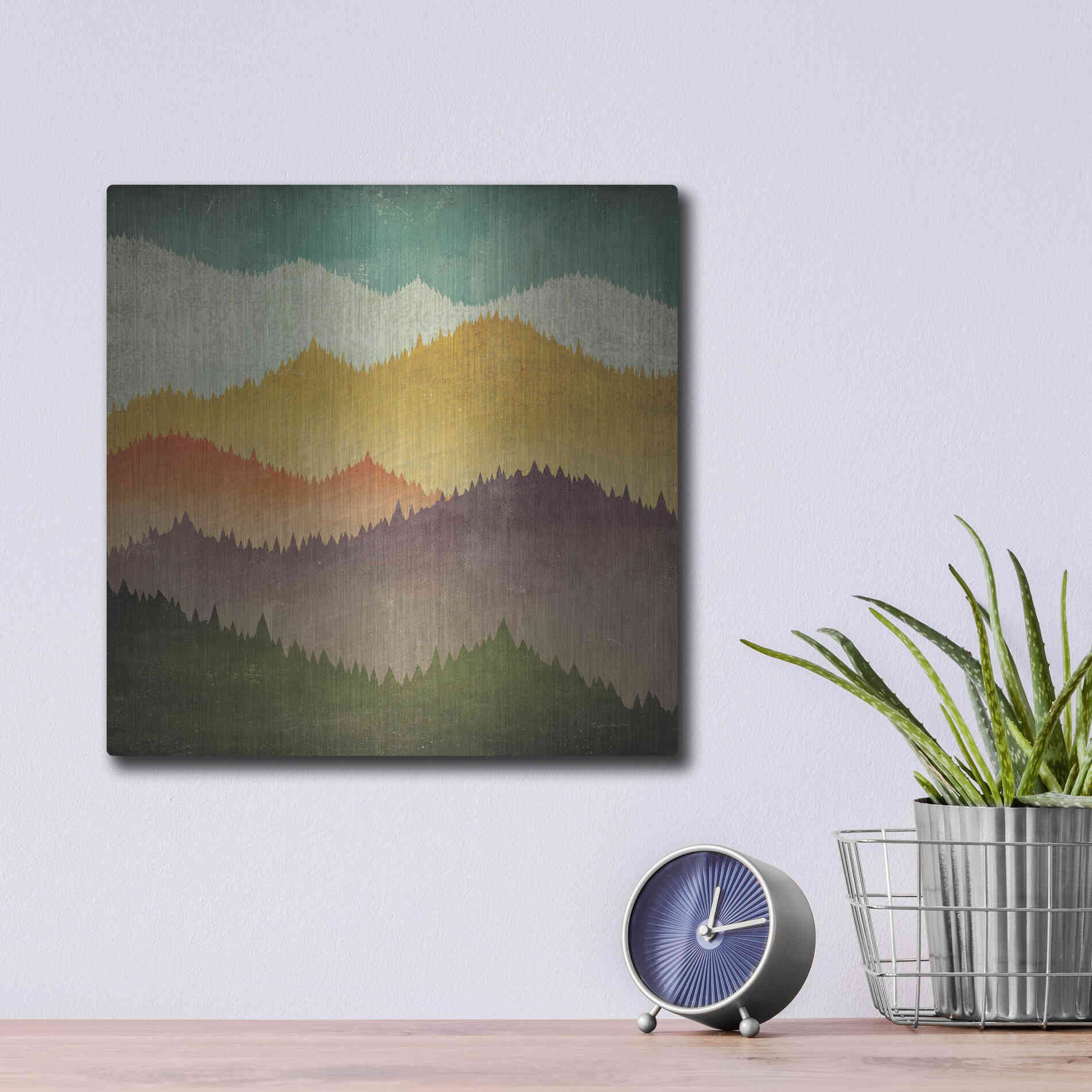Luxe Metal Art 'Mountain View' by Ryan Fowler, Metal Wall Art,12x12