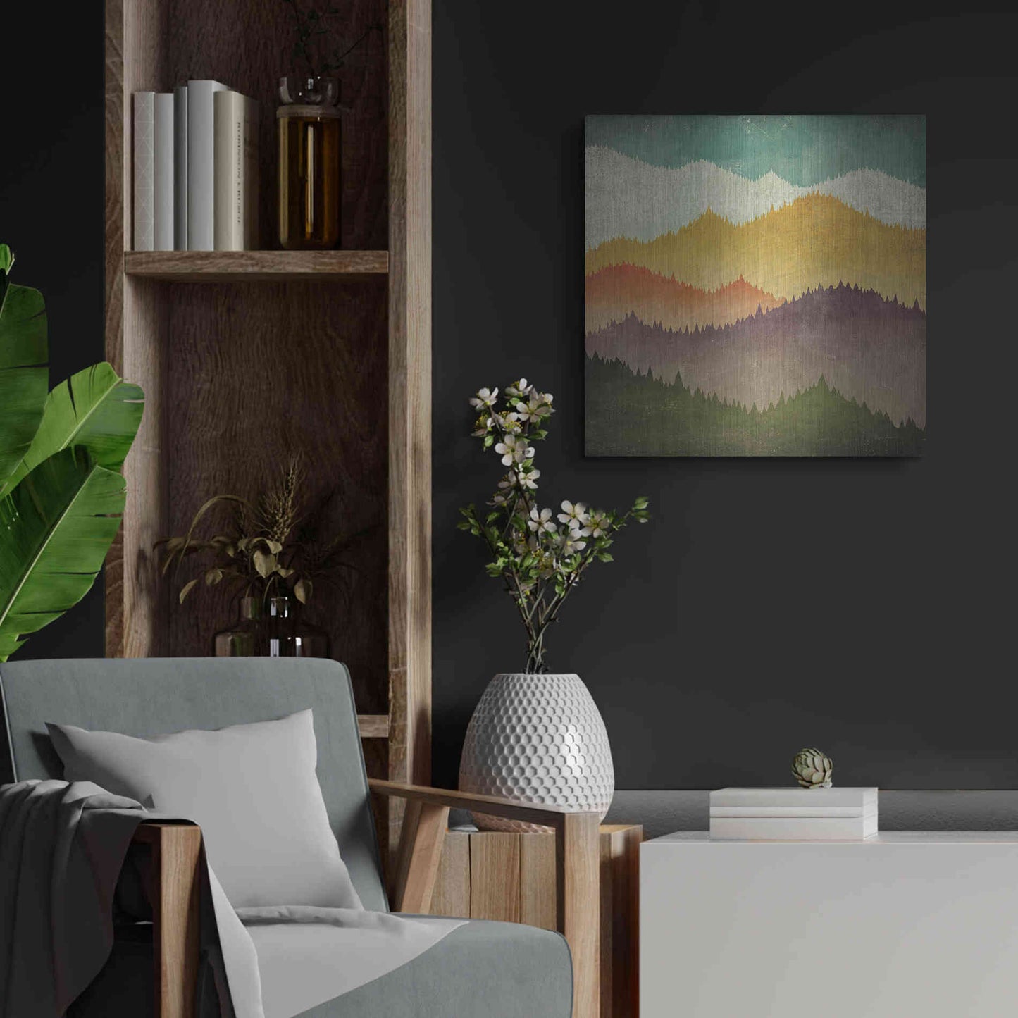 Luxe Metal Art 'Mountain View' by Ryan Fowler, Metal Wall Art,24x24