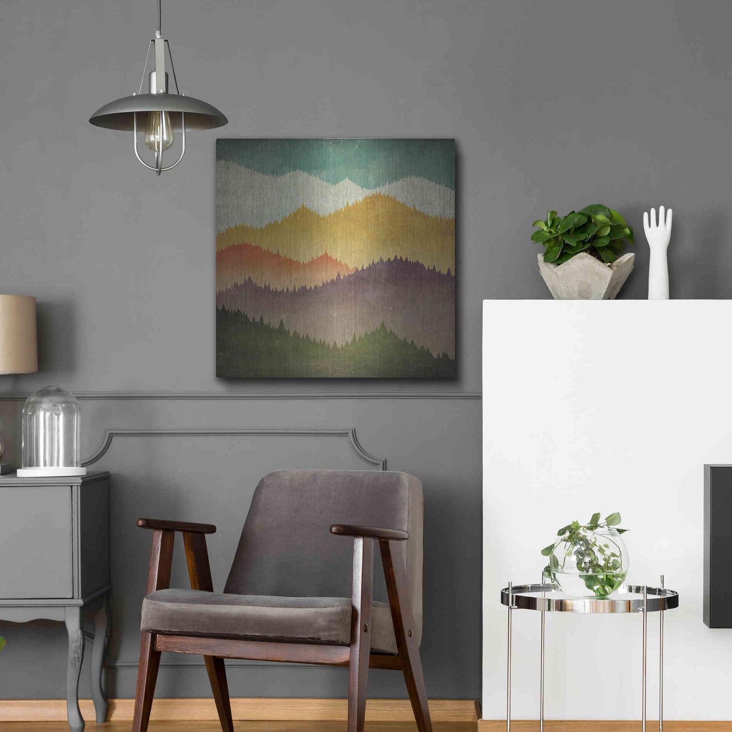 Luxe Metal Art 'Mountain View' by Ryan Fowler, Metal Wall Art,24x24