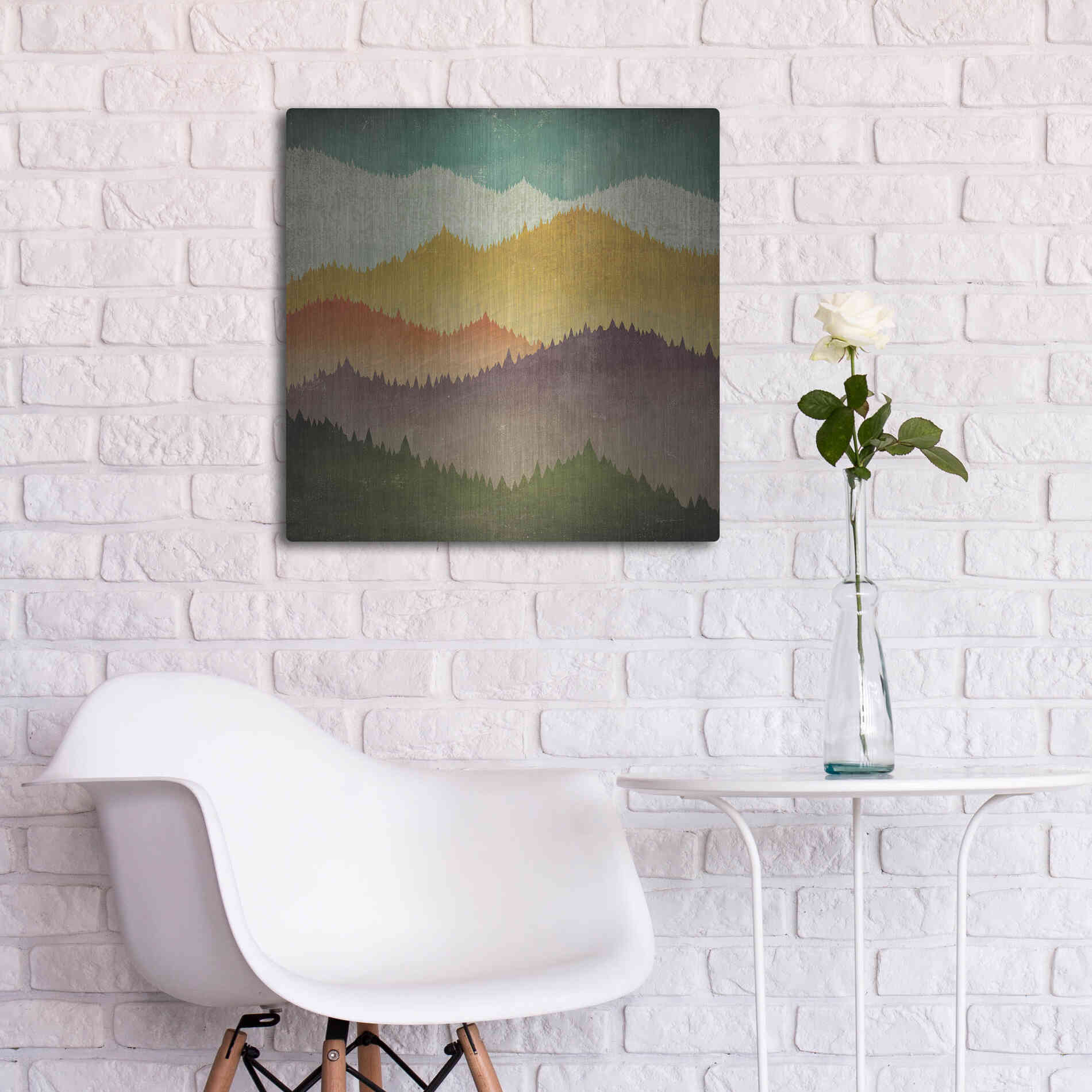 Luxe Metal Art 'Mountain View' by Ryan Fowler, Metal Wall Art,24x24