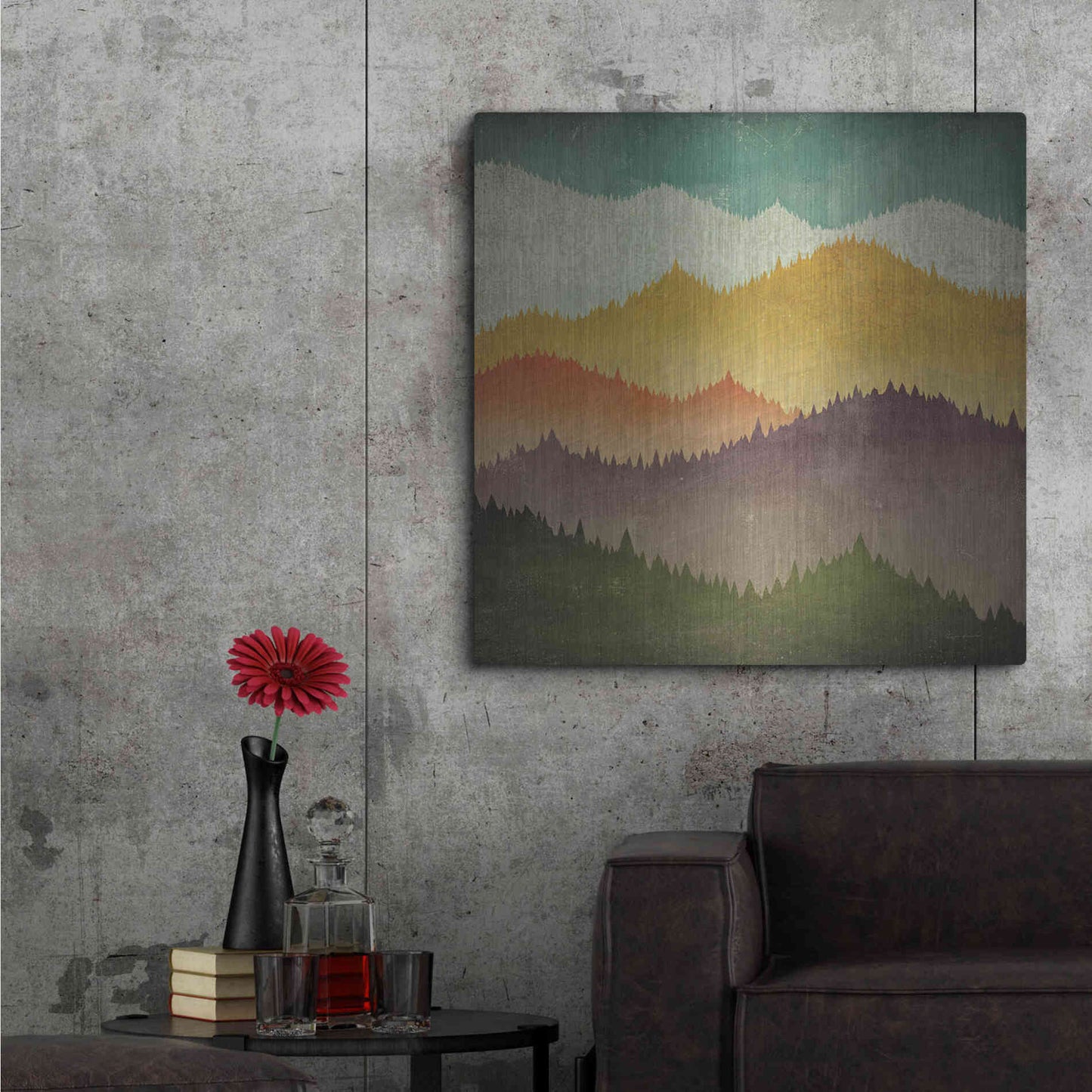 Luxe Metal Art 'Mountain View' by Ryan Fowler, Metal Wall Art,36x36