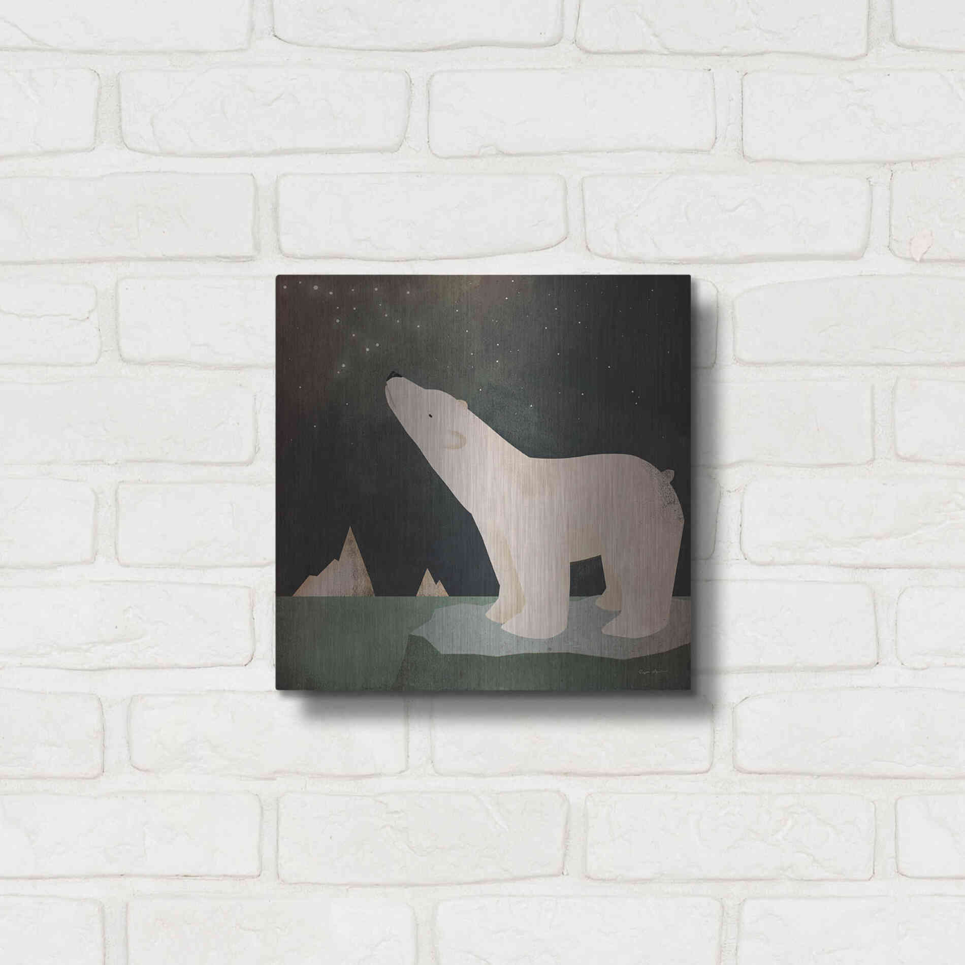 Luxe Metal Art 'Constellations Polar Bear' by Ryan Fowler, Metal Wall Art,12x12