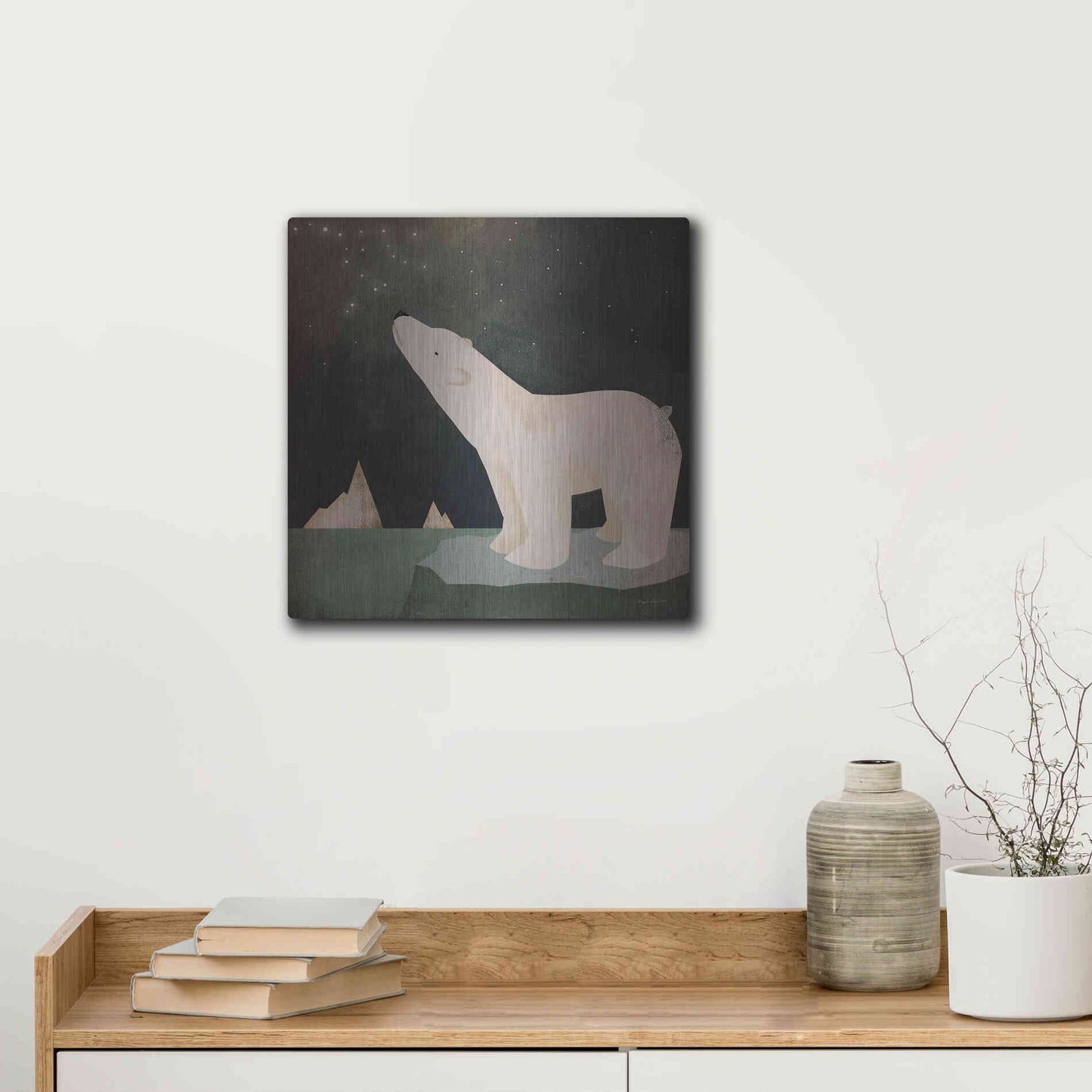 Luxe Metal Art 'Constellations Polar Bear' by Ryan Fowler, Metal Wall Art,12x12