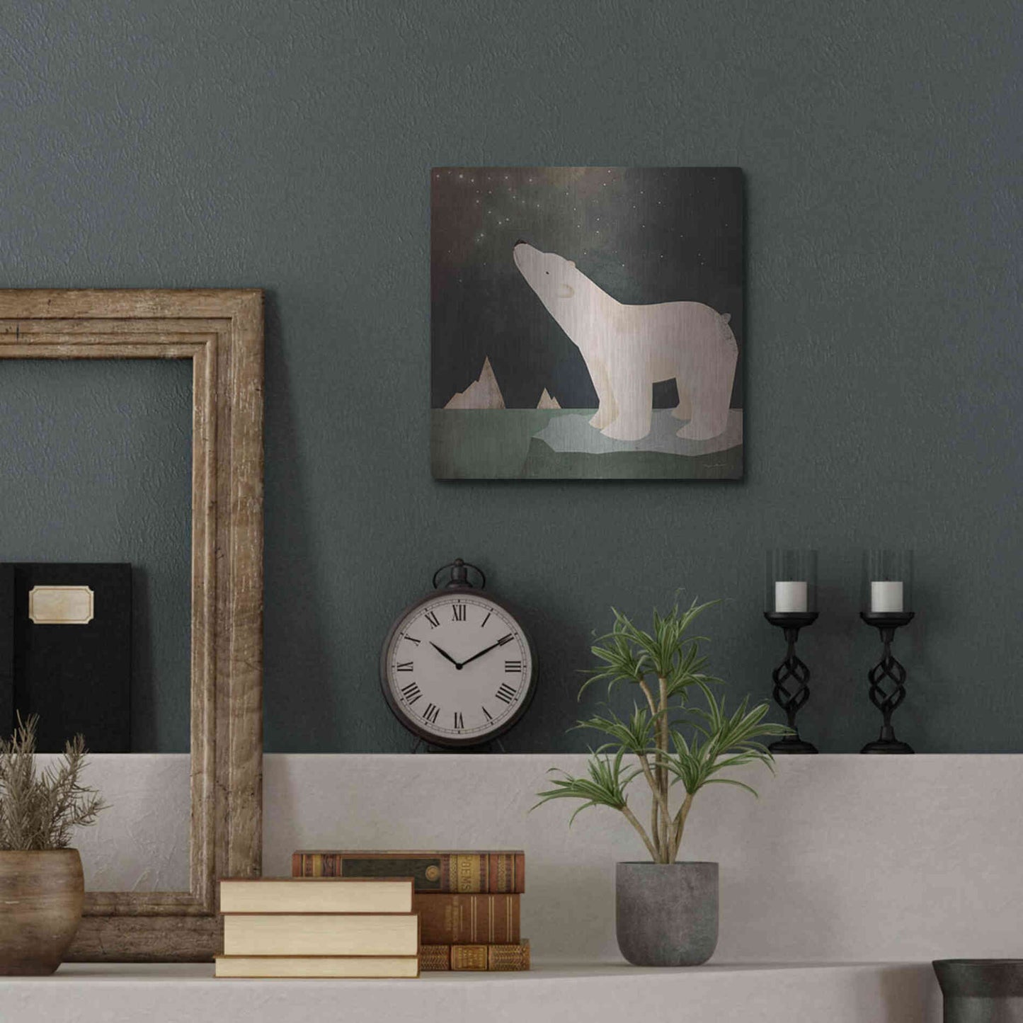 Luxe Metal Art 'Constellations Polar Bear' by Ryan Fowler, Metal Wall Art,12x12