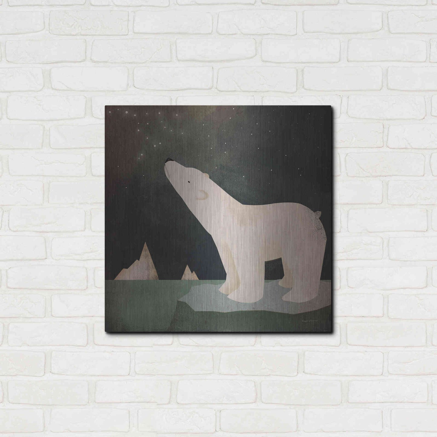 Luxe Metal Art 'Constellations Polar Bear' by Ryan Fowler, Metal Wall Art,24x24