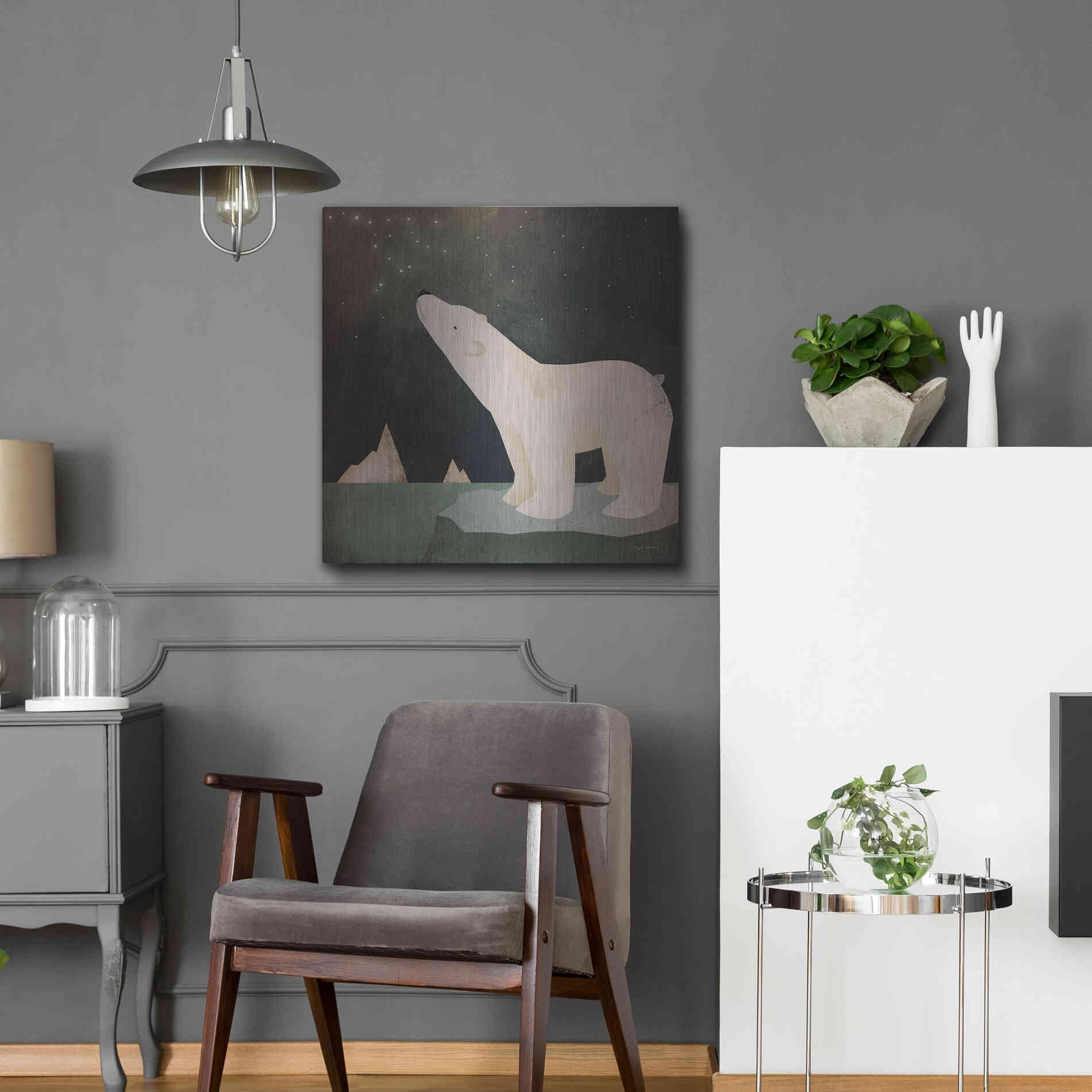 Luxe Metal Art 'Constellations Polar Bear' by Ryan Fowler, Metal Wall Art,24x24