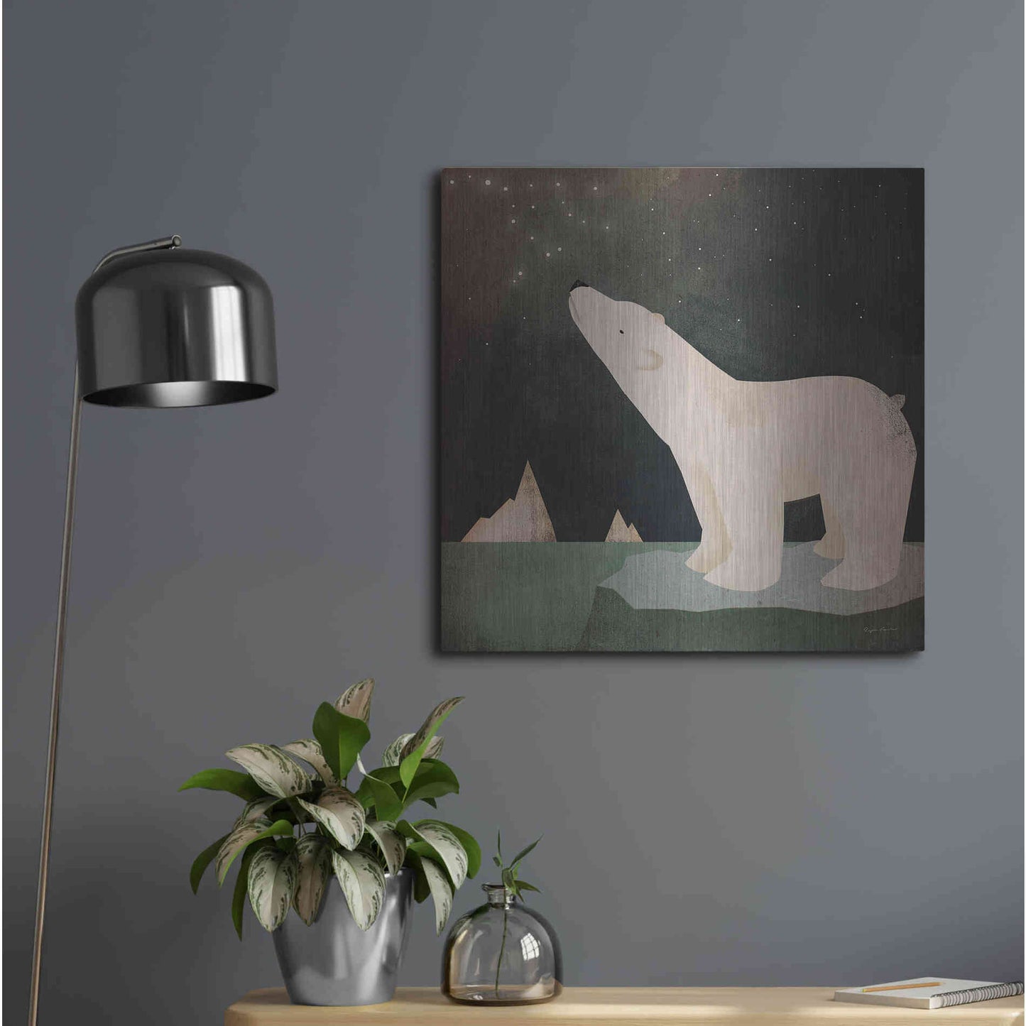 Luxe Metal Art 'Constellations Polar Bear' by Ryan Fowler, Metal Wall Art,24x24