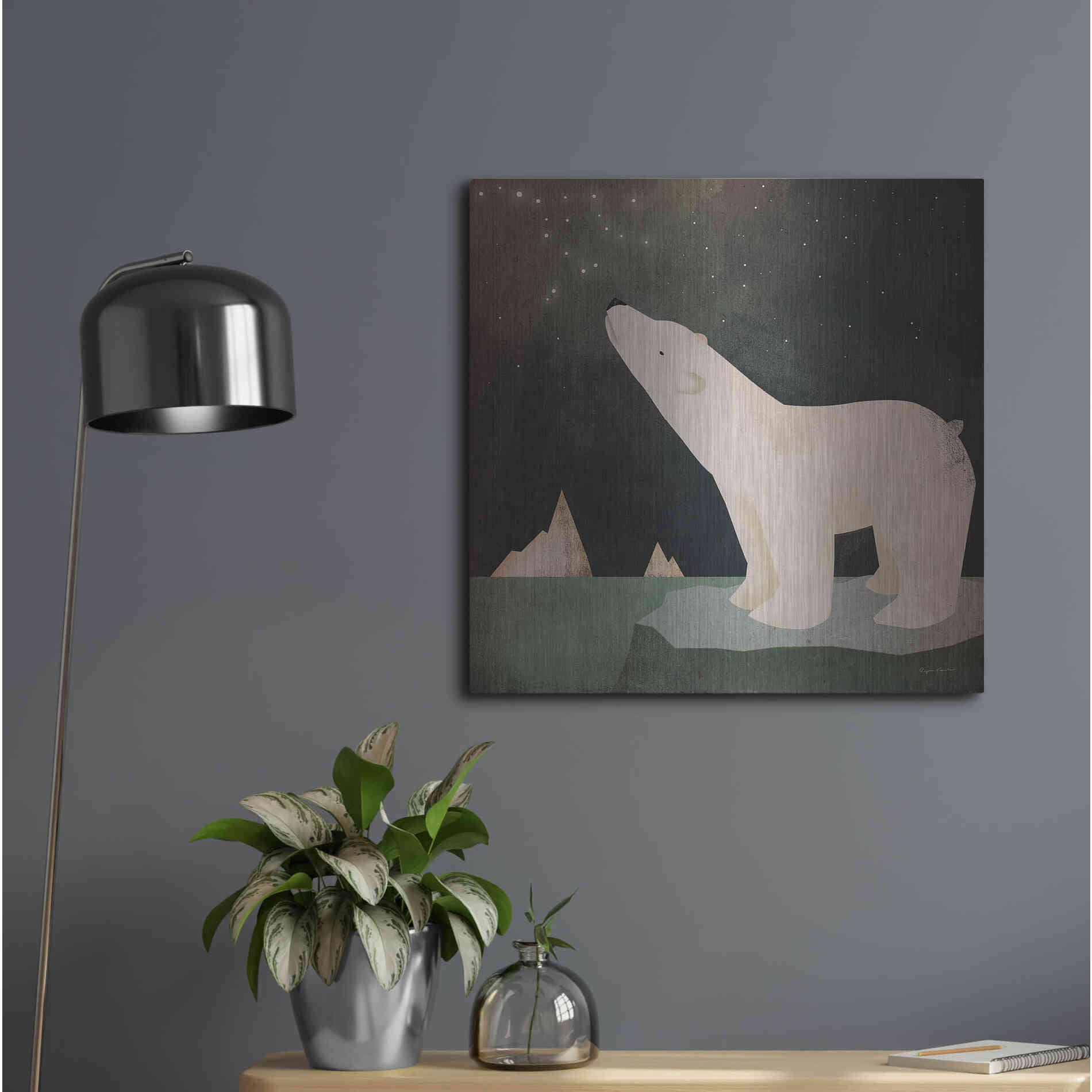 Luxe Metal Art 'Constellations Polar Bear' by Ryan Fowler, Metal Wall Art,24x24