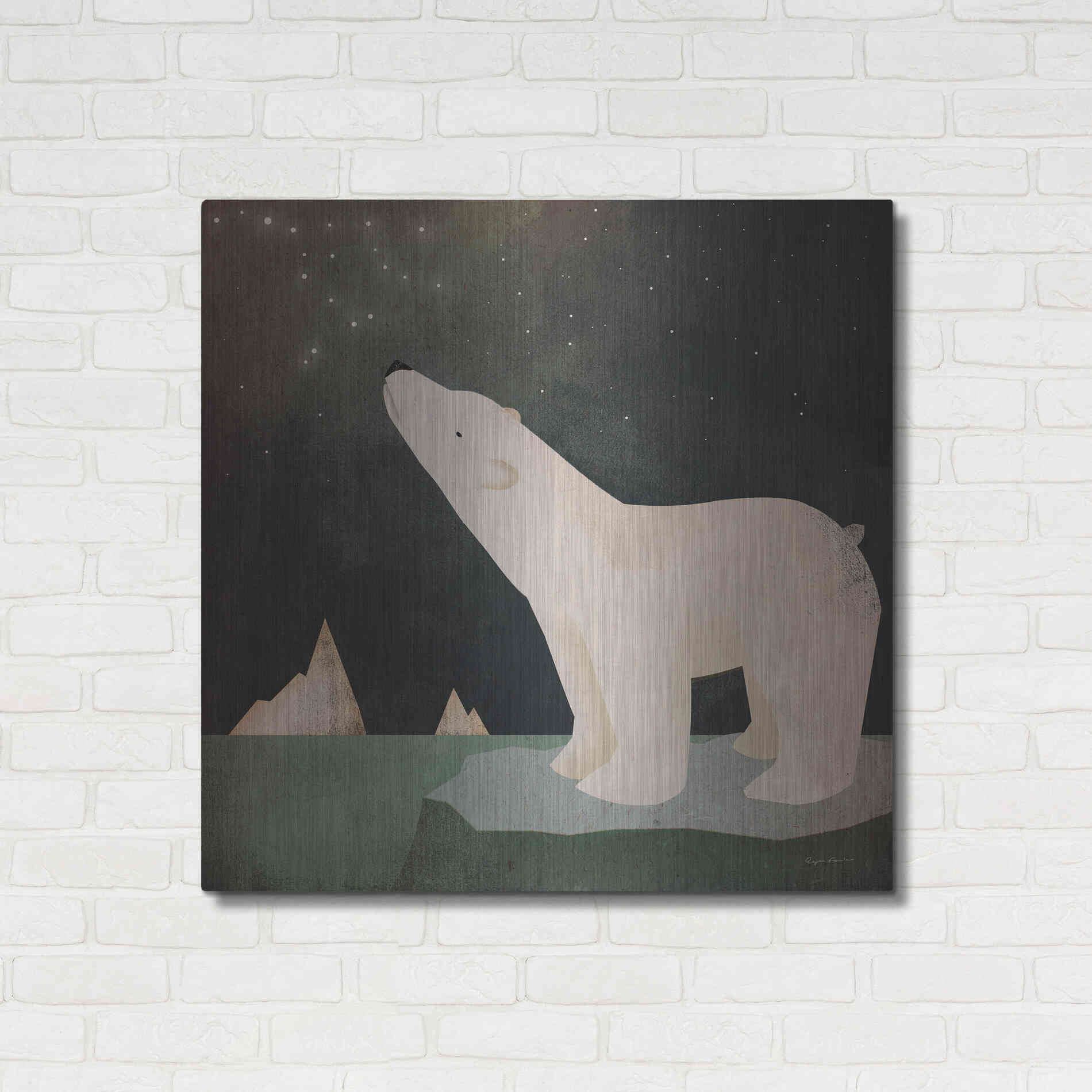 Luxe Metal Art 'Constellations Polar Bear' by Ryan Fowler, Metal Wall Art,36x36