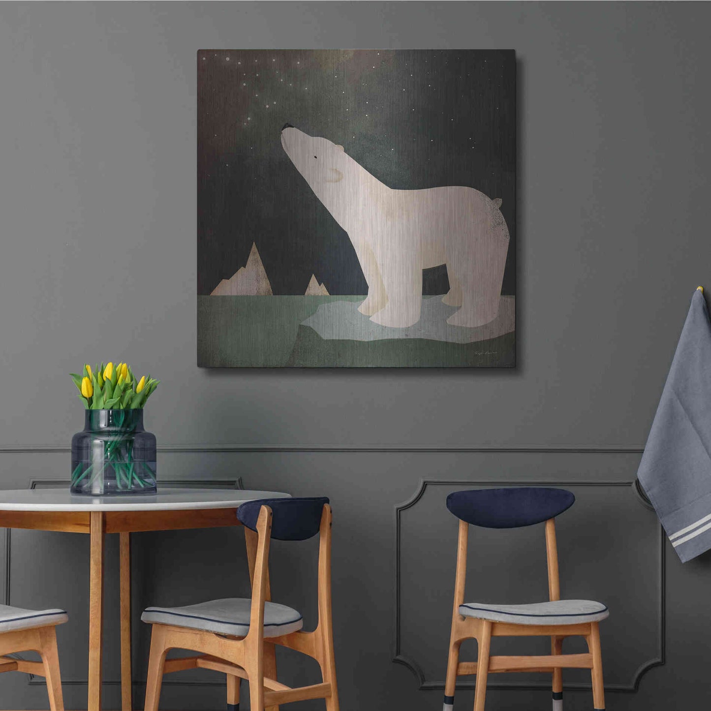 Luxe Metal Art 'Constellations Polar Bear' by Ryan Fowler, Metal Wall Art,36x36