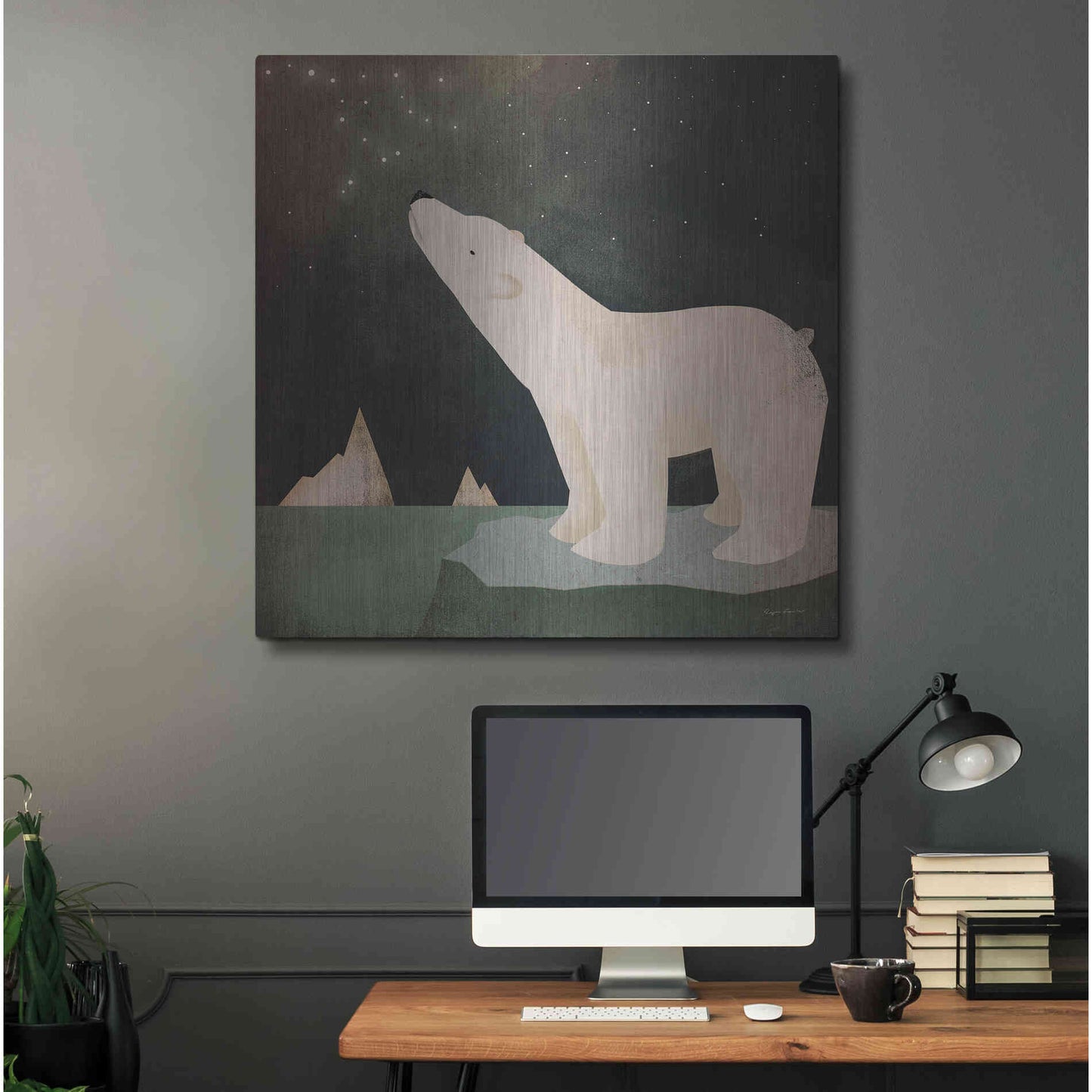 Luxe Metal Art 'Constellations Polar Bear' by Ryan Fowler, Metal Wall Art,36x36