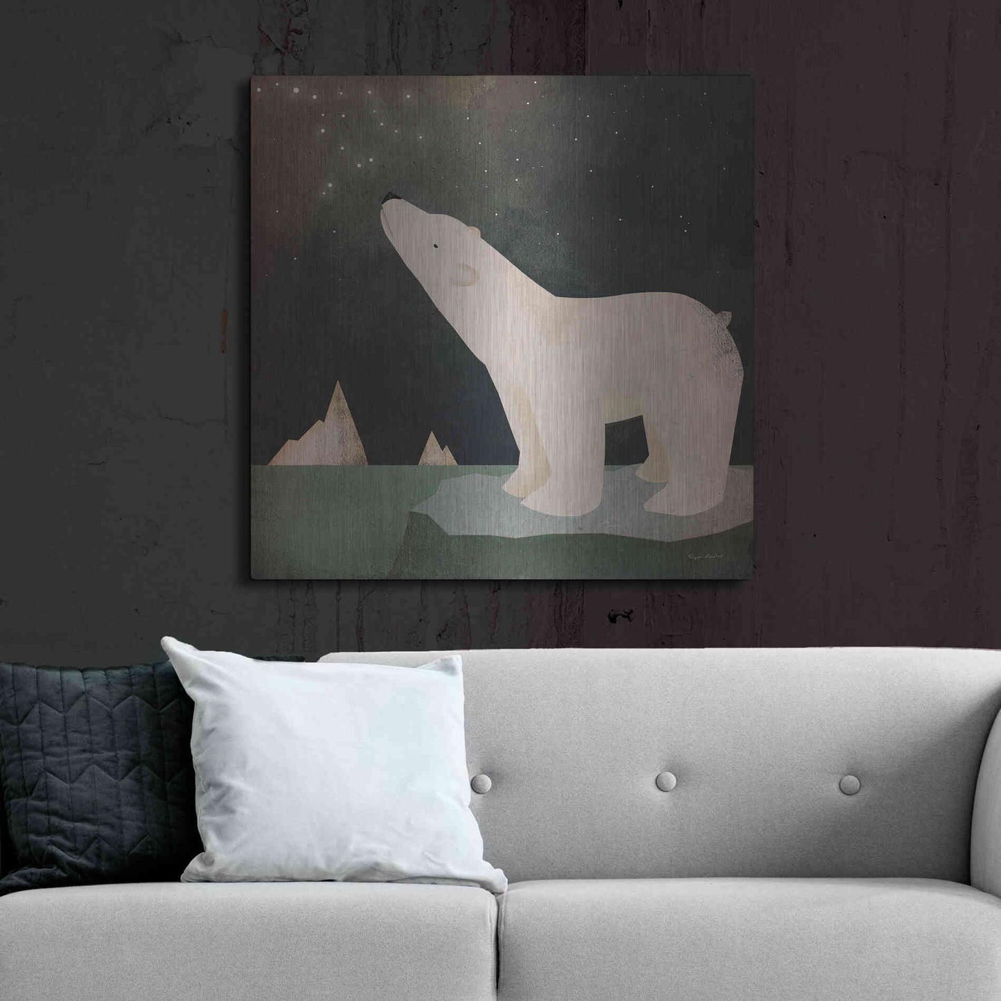 Luxe Metal Art 'Constellations Polar Bear' by Ryan Fowler, Metal Wall Art,36x36