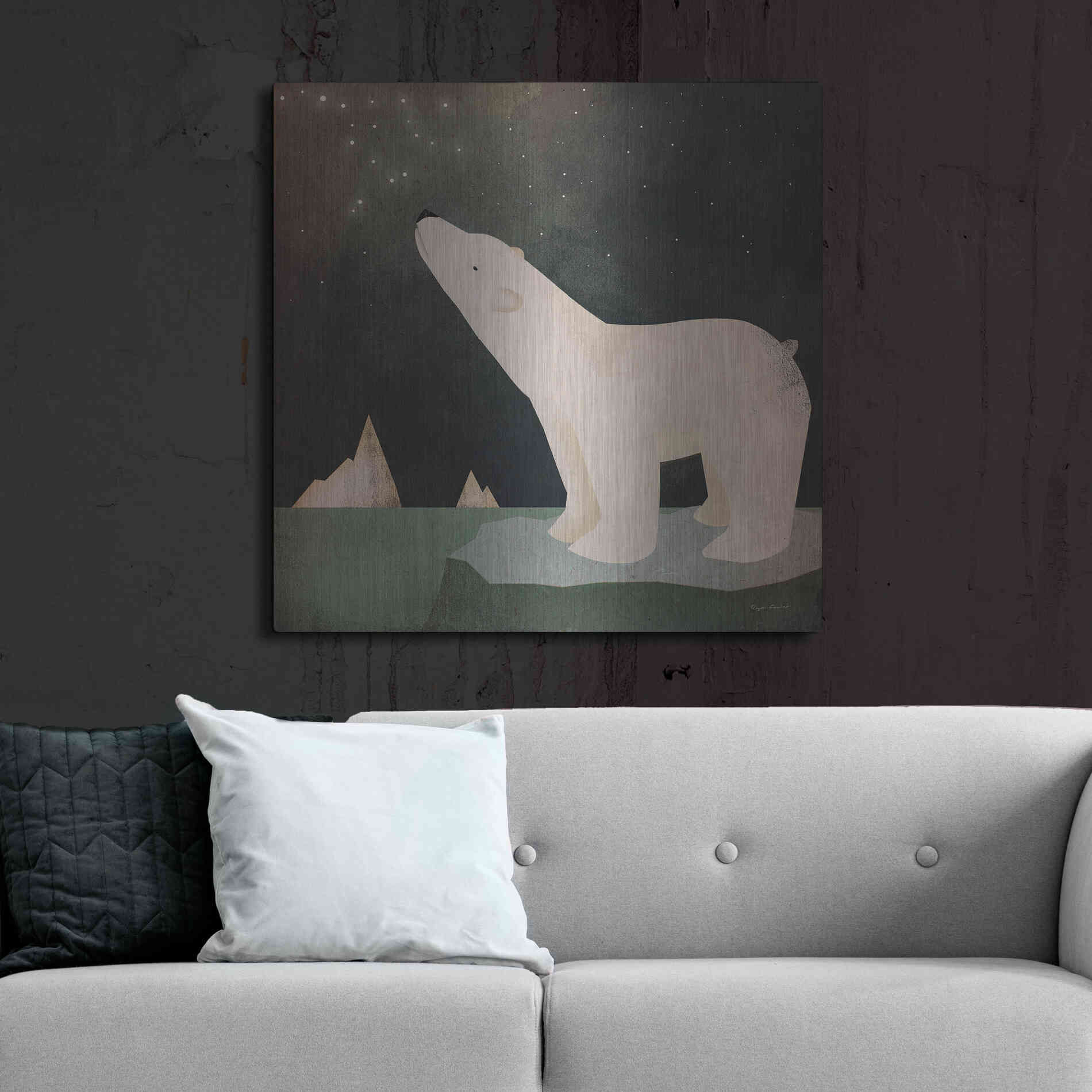 Luxe Metal Art 'Constellations Polar Bear' by Ryan Fowler, Metal Wall Art,36x36