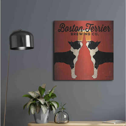 Luxe Metal Art 'Boston Terrier Brewing Co Square' by Ryan Fowler, Metal Wall Art,24x24