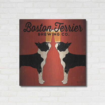 Luxe Metal Art 'Boston Terrier Brewing Co Square' by Ryan Fowler, Metal Wall Art,36x36