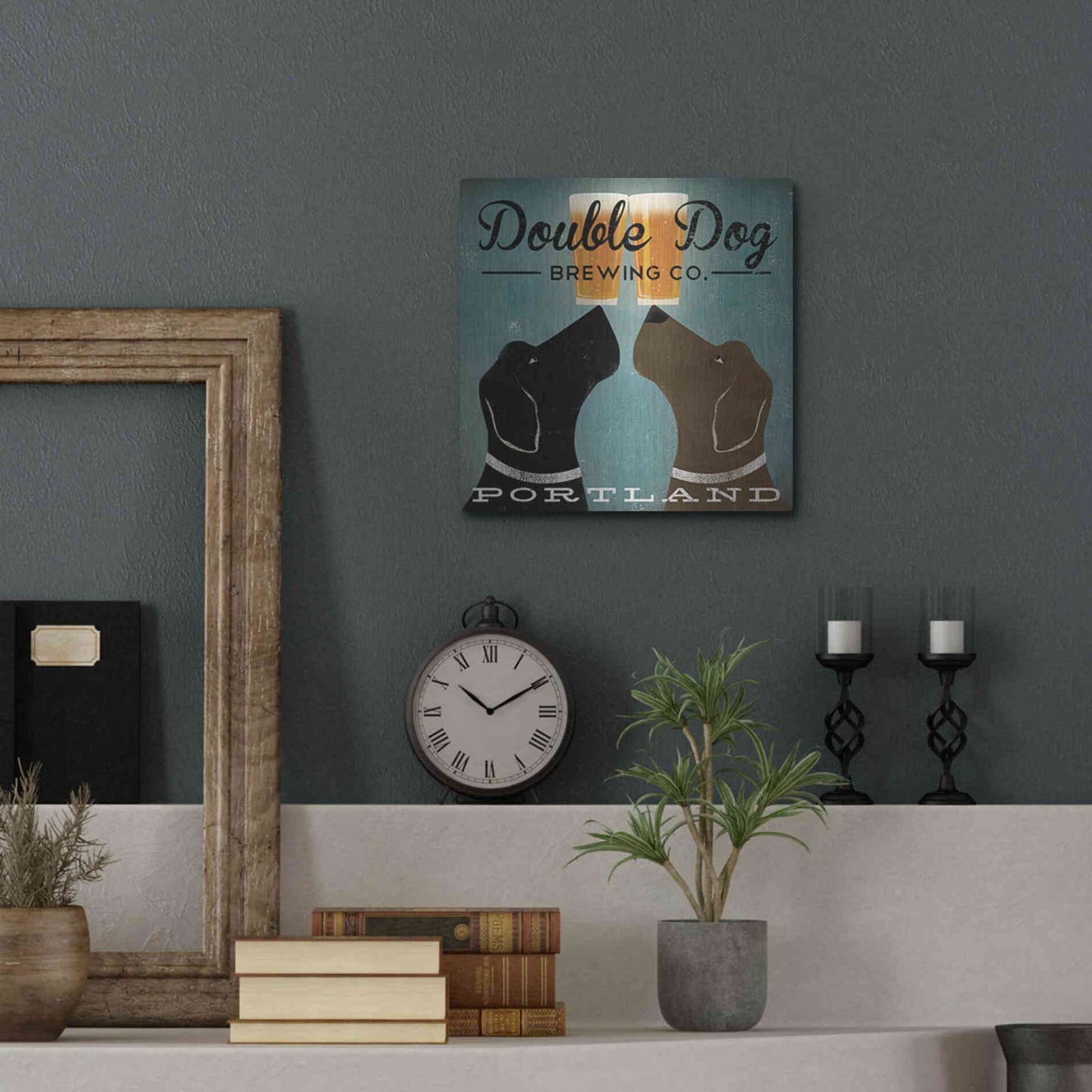 Luxe Metal Art 'Double Dog Brewing Co' by Ryan Fowler, Metal Wall Art,12x12