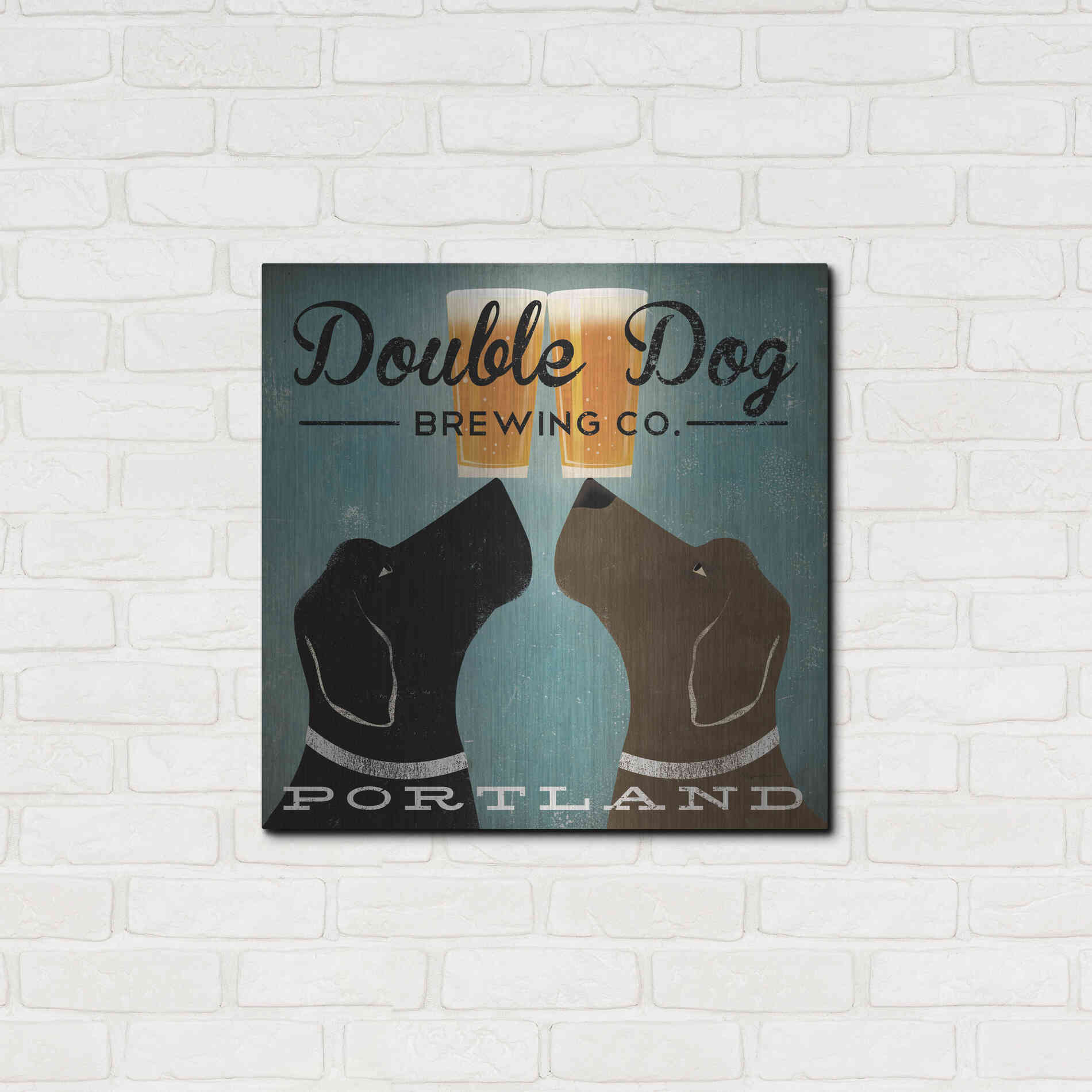 Luxe Metal Art 'Double Dog Brewing Co' by Ryan Fowler, Metal Wall Art,24x24