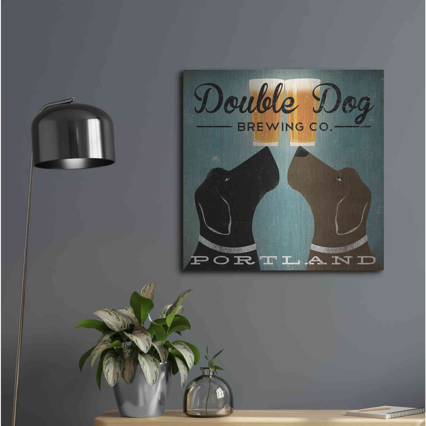 Luxe Metal Art 'Double Dog Brewing Co' by Ryan Fowler, Metal Wall Art,24x24