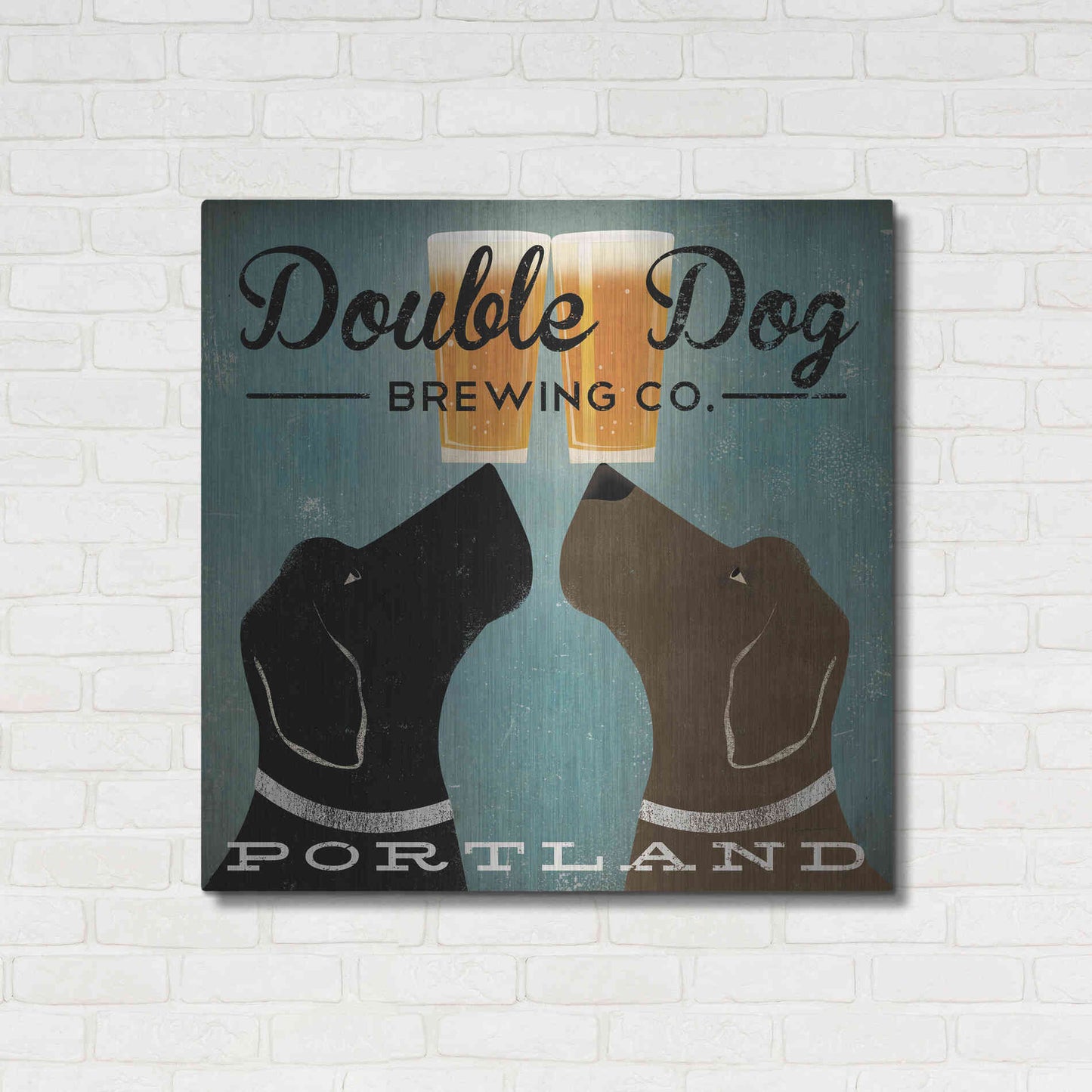 Luxe Metal Art 'Double Dog Brewing Co' by Ryan Fowler, Metal Wall Art,36x36