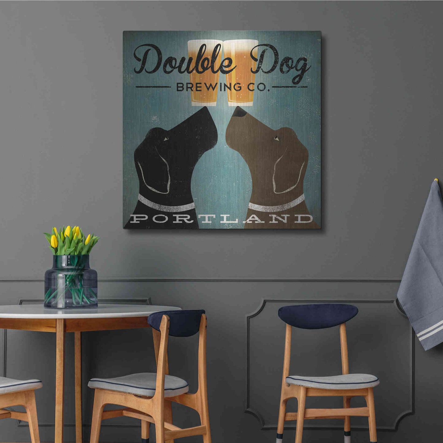 Luxe Metal Art 'Double Dog Brewing Co' by Ryan Fowler, Metal Wall Art,36x36