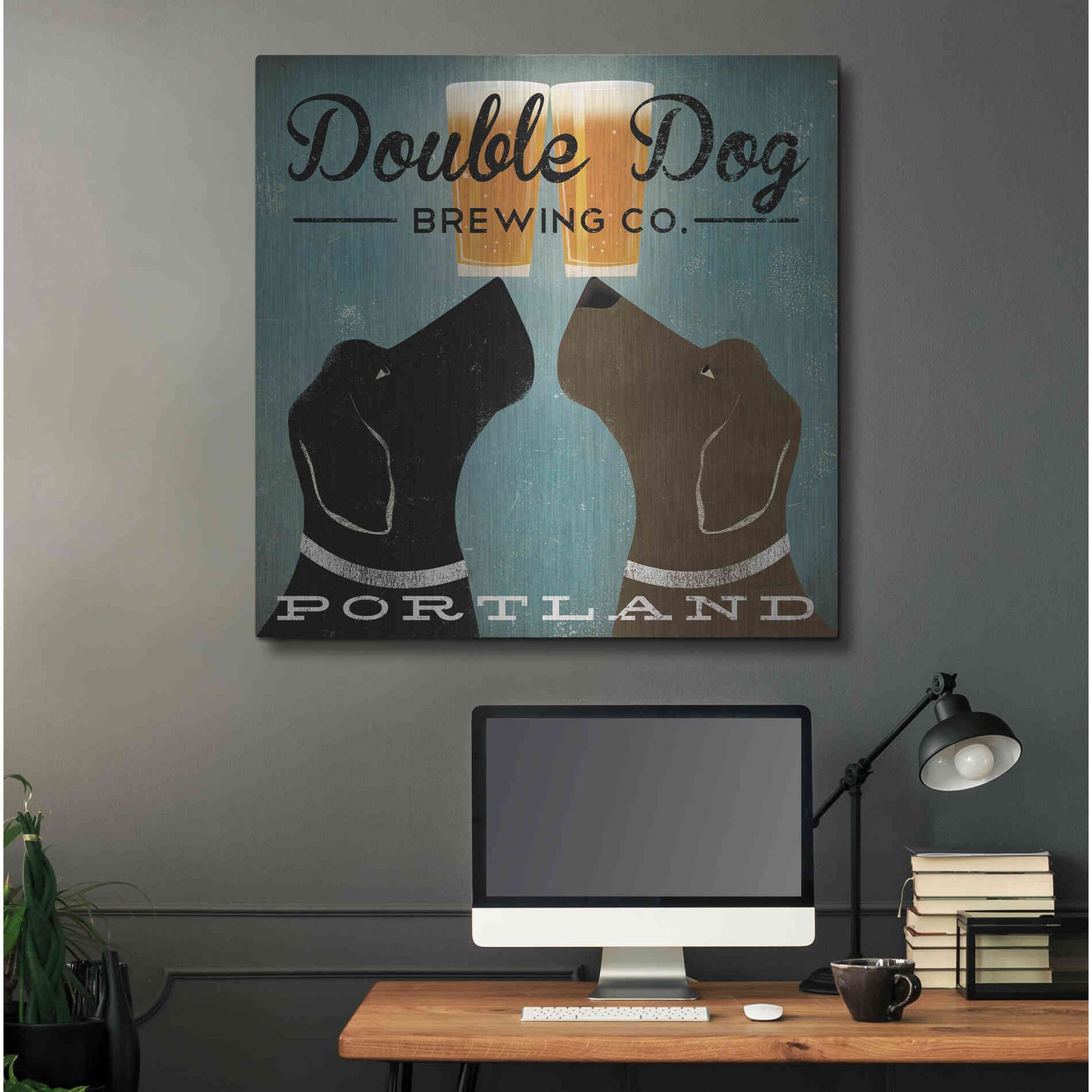 Luxe Metal Art 'Double Dog Brewing Co' by Ryan Fowler, Metal Wall Art,36x36