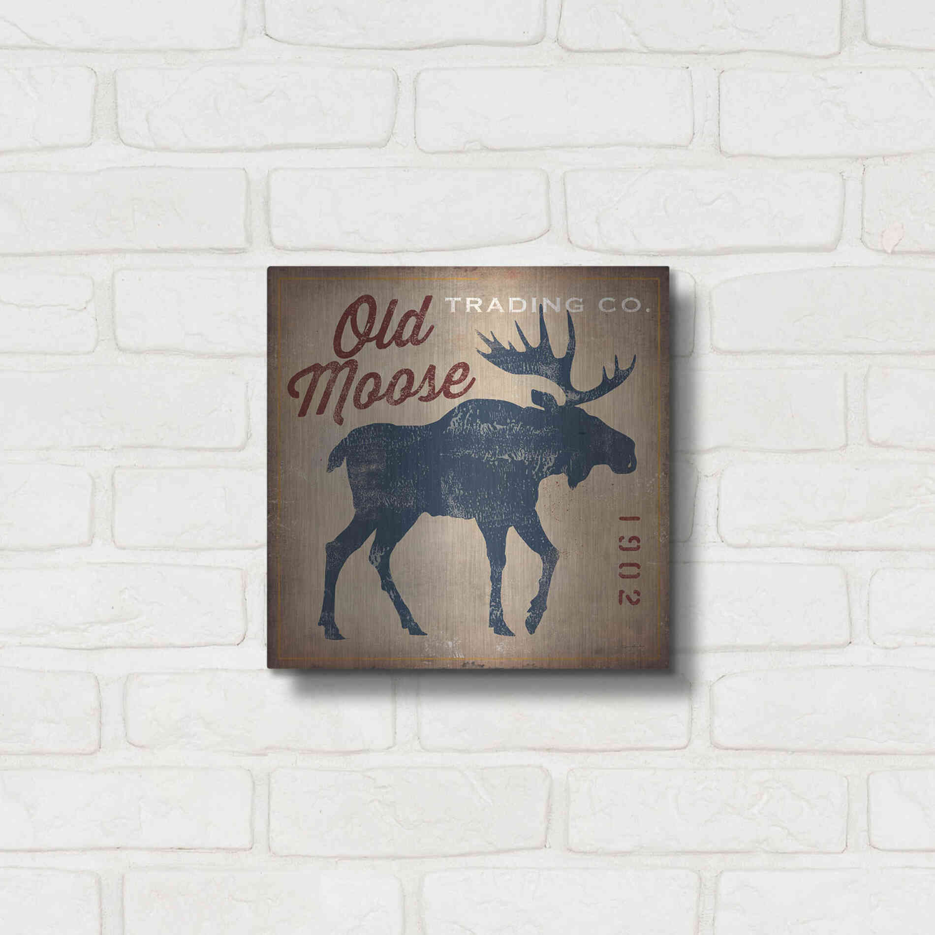 Luxe Metal Art 'Old Moose Trading Co' by Ryan Fowler, Metal Wall Art,12x12