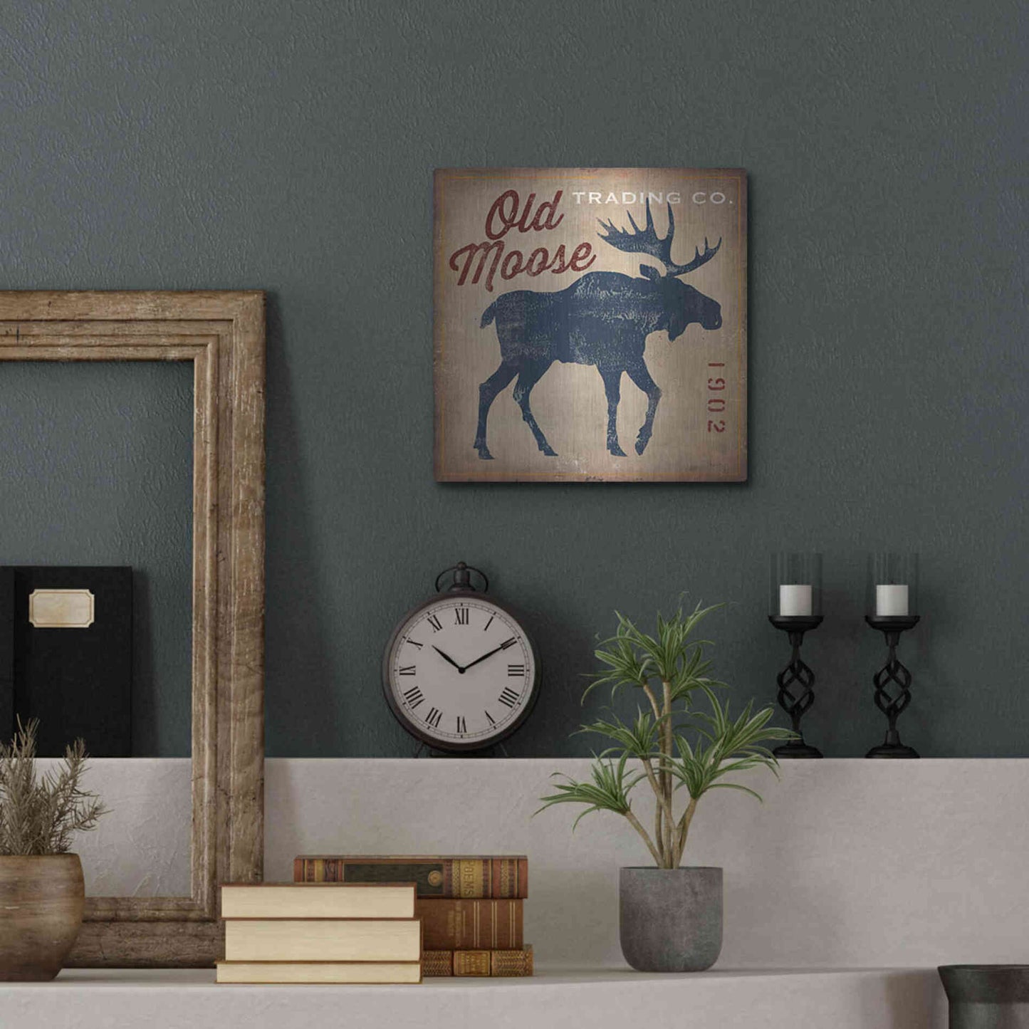 Luxe Metal Art 'Old Moose Trading Co' by Ryan Fowler, Metal Wall Art,12x12