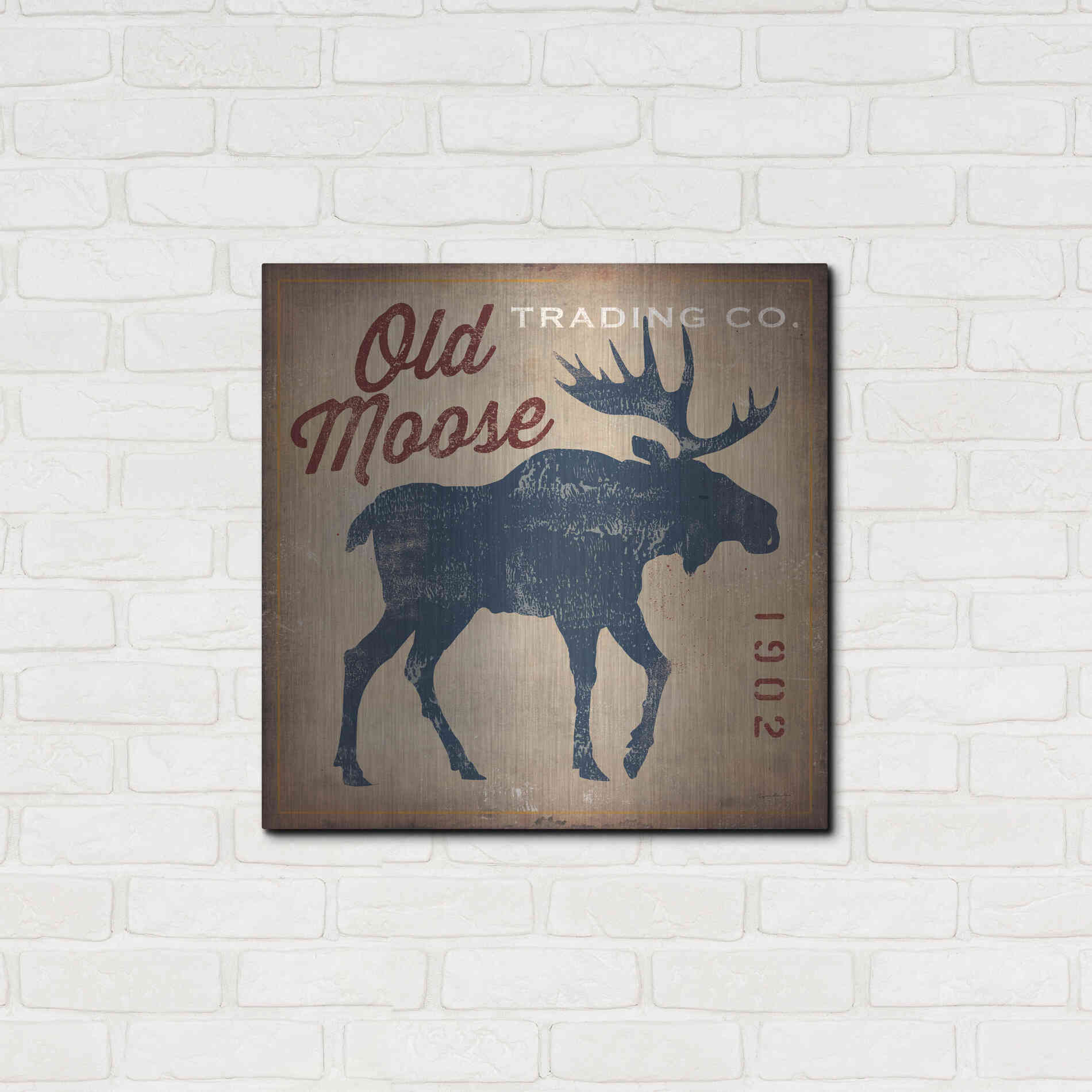 Luxe Metal Art 'Old Moose Trading Co' by Ryan Fowler, Metal Wall Art,24x24
