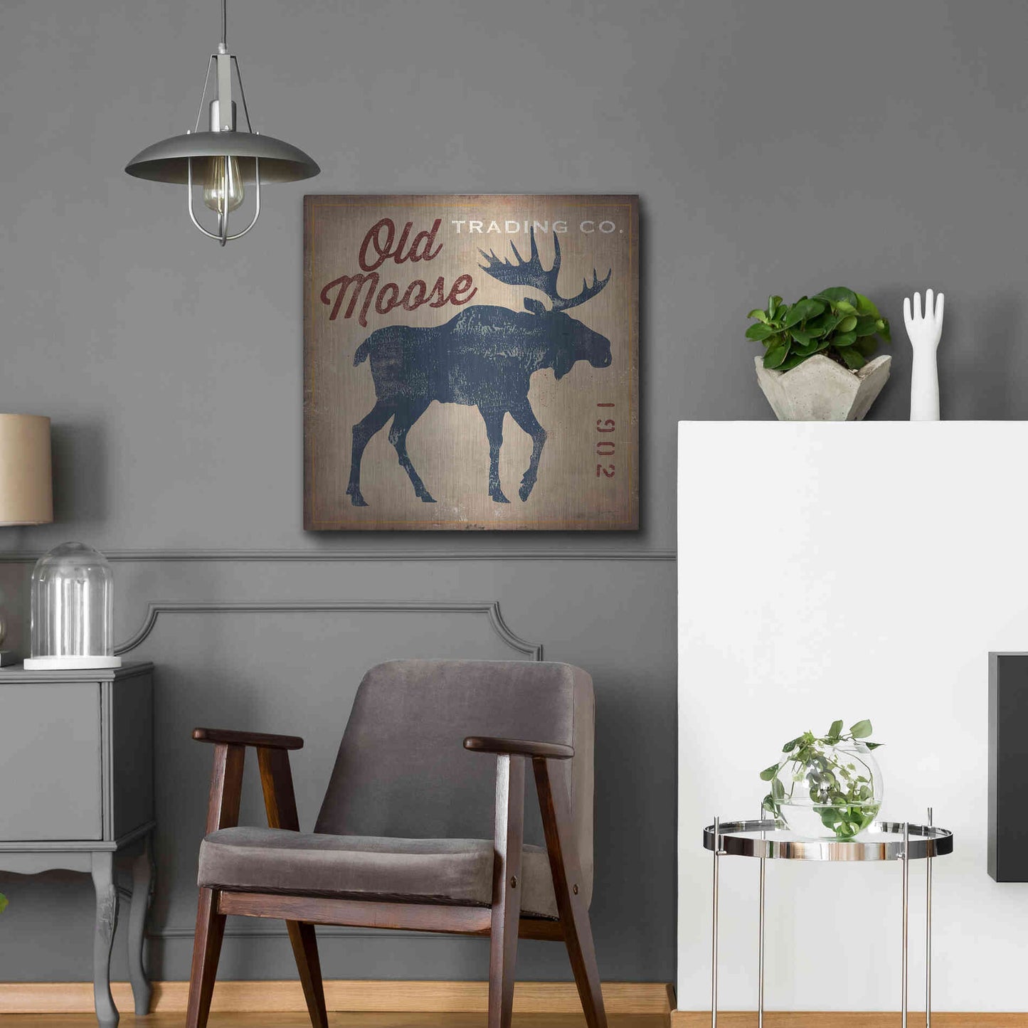 Luxe Metal Art 'Old Moose Trading Co' by Ryan Fowler, Metal Wall Art,24x24