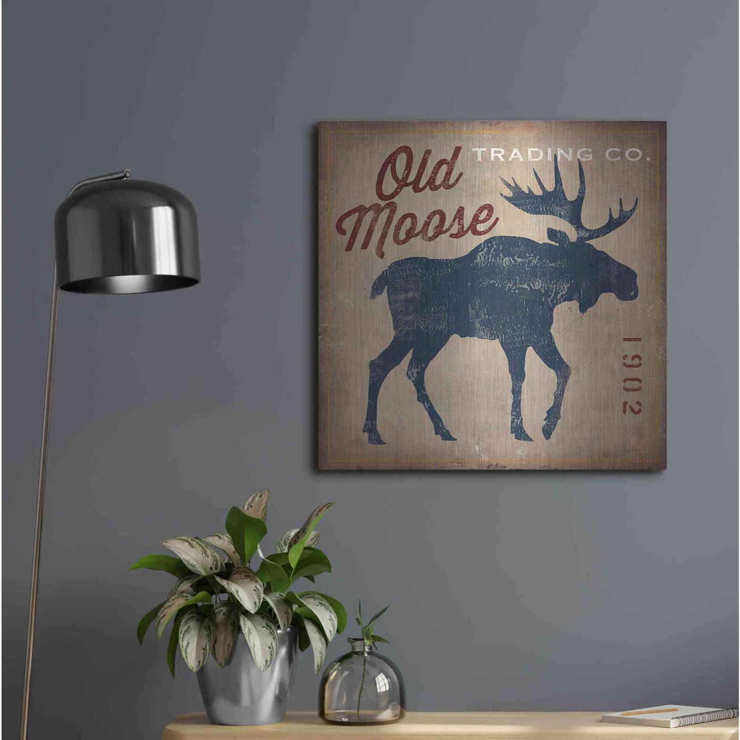 Luxe Metal Art 'Old Moose Trading Co' by Ryan Fowler, Metal Wall Art,24x24