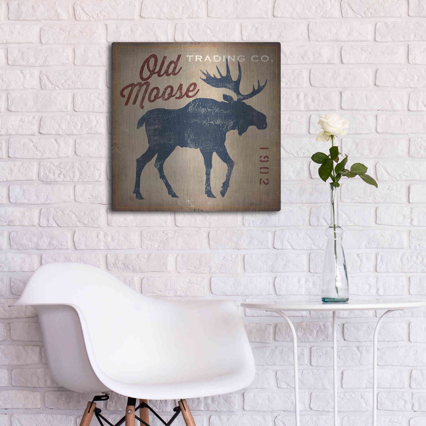 Luxe Metal Art 'Old Moose Trading Co' by Ryan Fowler, Metal Wall Art,24x24