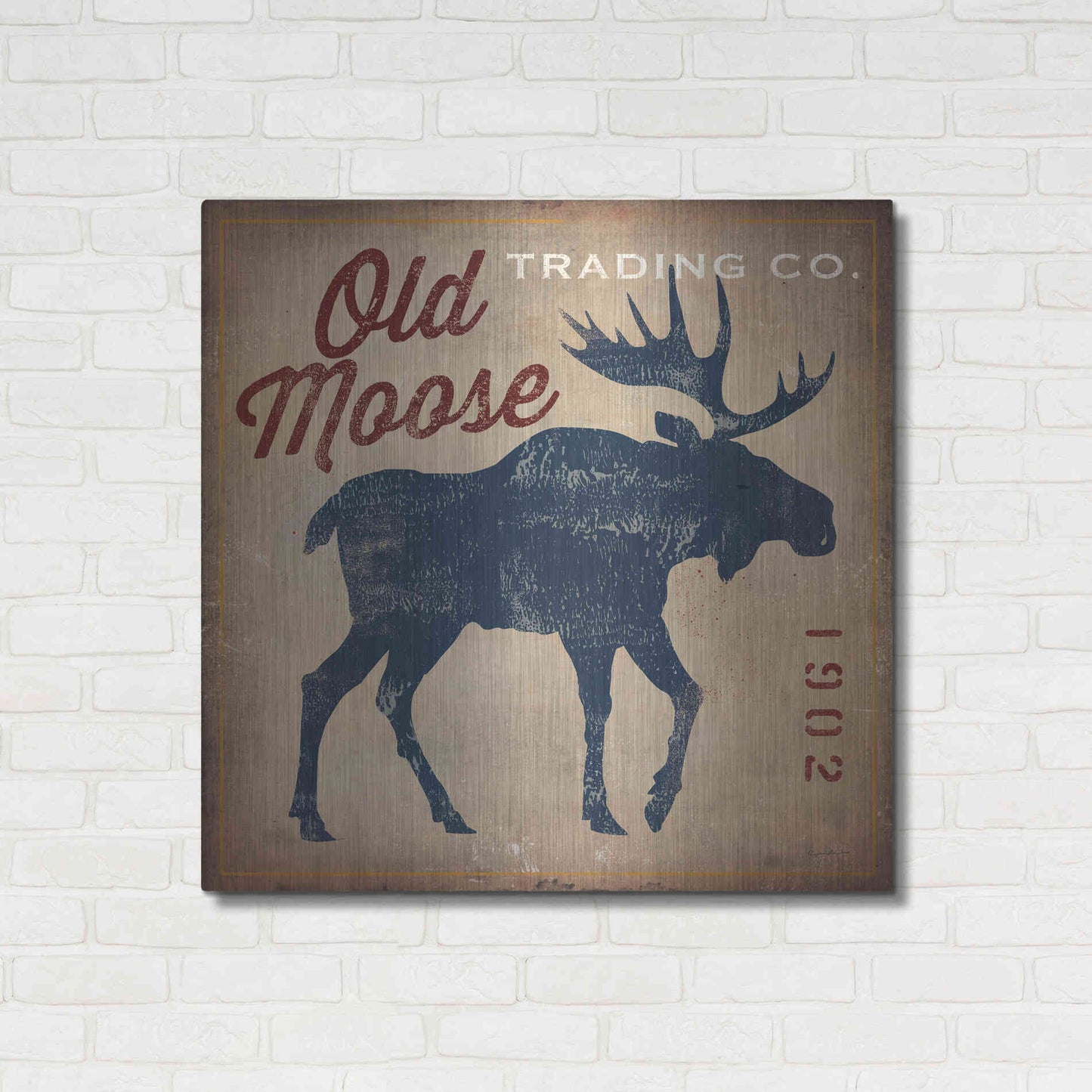 Luxe Metal Art 'Old Moose Trading Co' by Ryan Fowler, Metal Wall Art,36x36