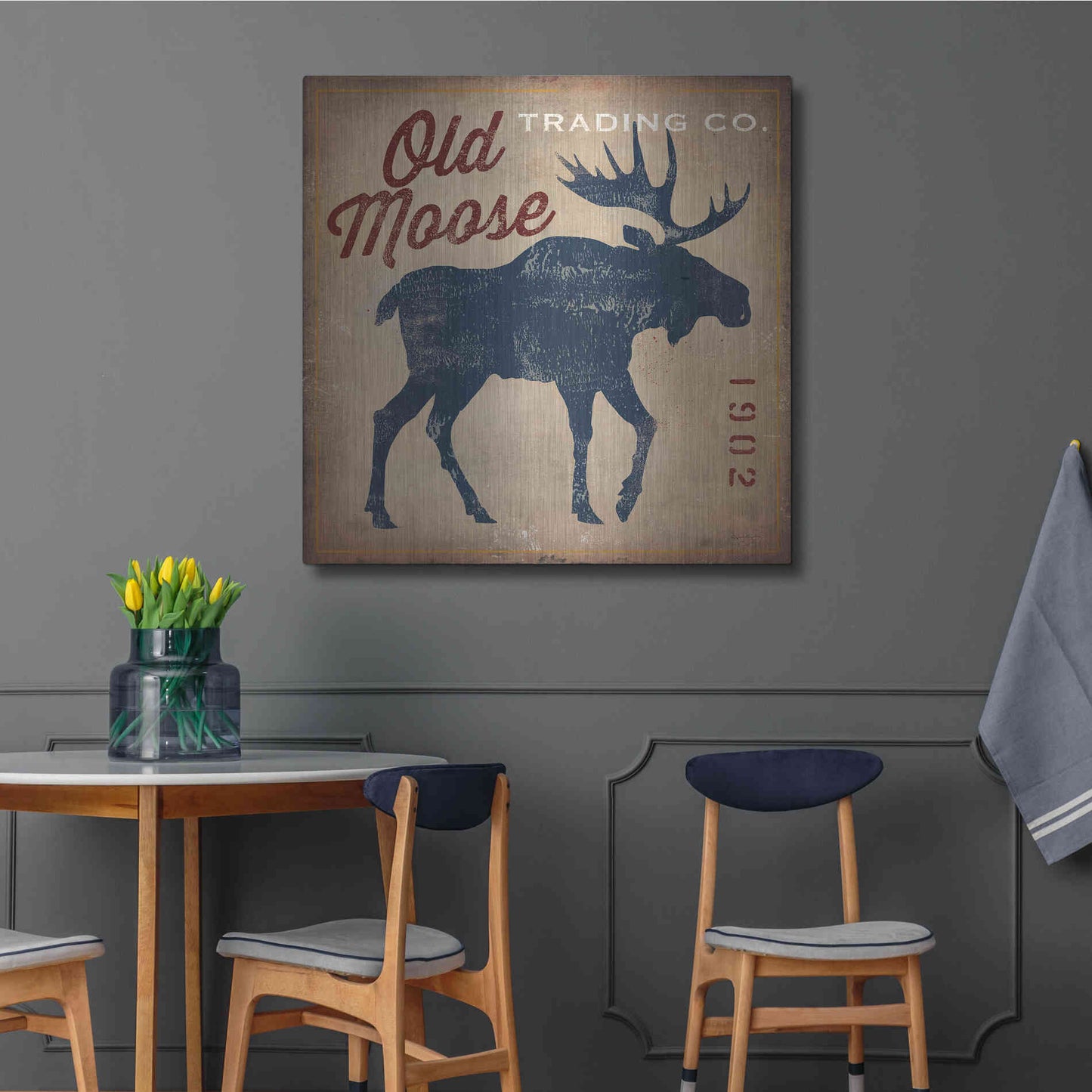 Luxe Metal Art 'Old Moose Trading Co' by Ryan Fowler, Metal Wall Art,36x36