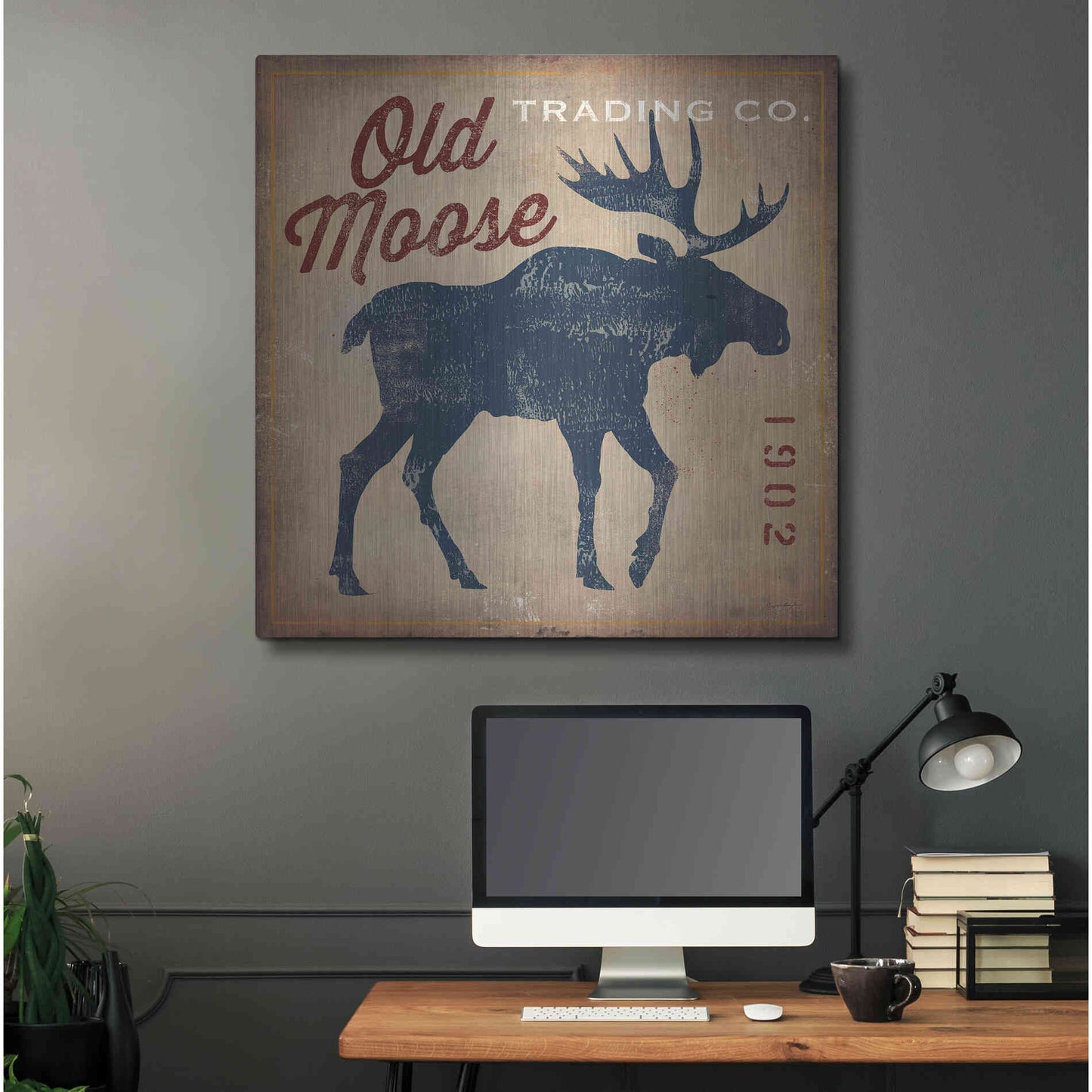 Luxe Metal Art 'Old Moose Trading Co' by Ryan Fowler, Metal Wall Art,36x36
