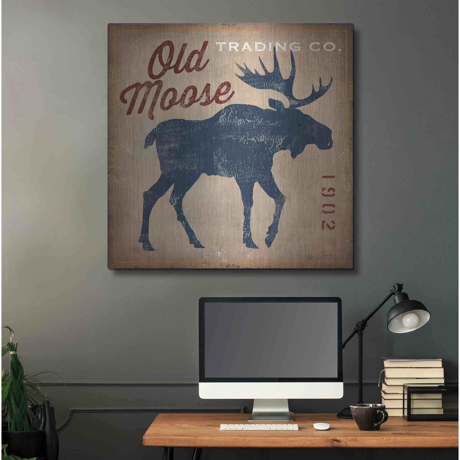 Luxe Metal Art 'Old Moose Trading Co' by Ryan Fowler, Metal Wall Art,36x36
