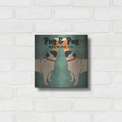 Luxe Metal Art 'Pug And Pug Brewing Square' by Ryan Fowler, Metal Wall Art,12x12